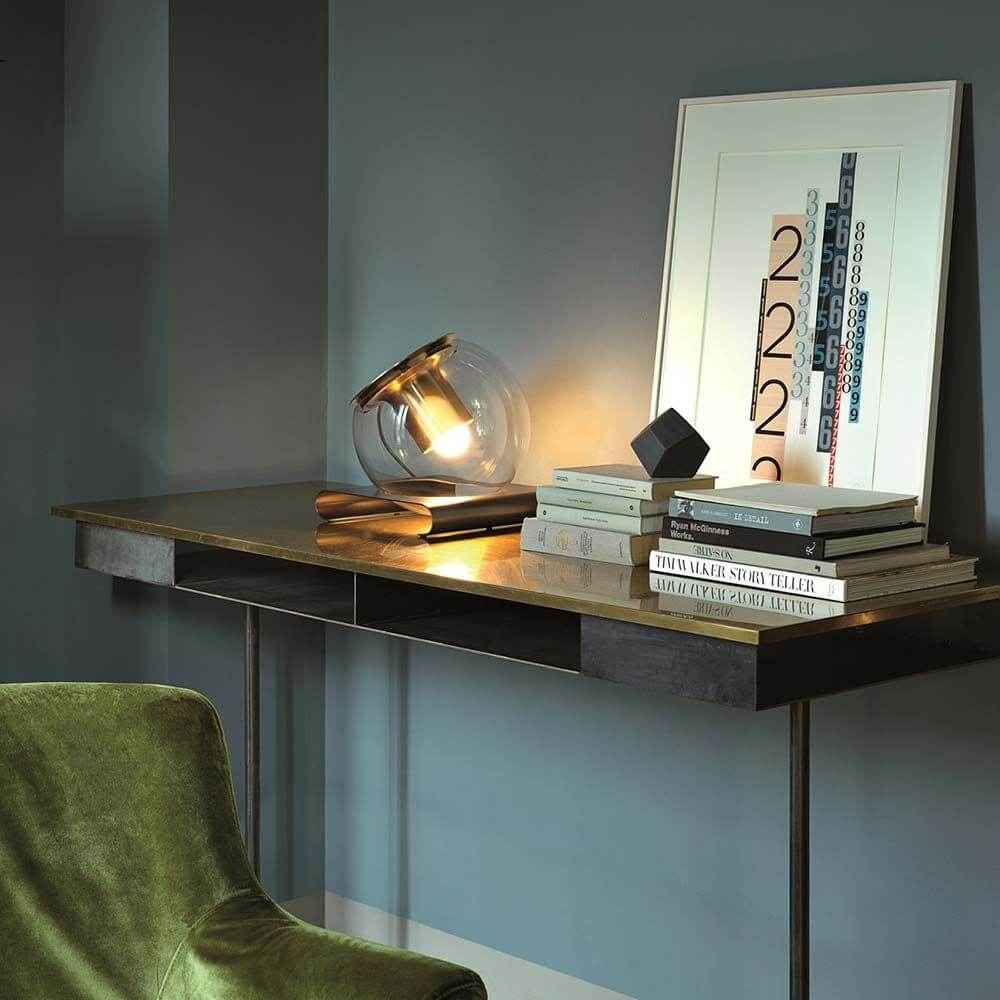 Oluce Table Lamp | Antique Gold Globe Design