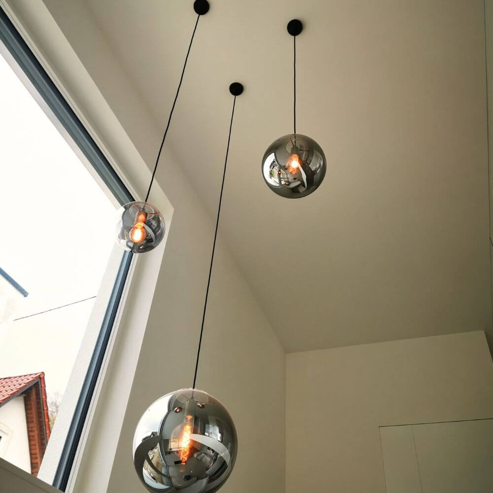 Breeza Orb Gallery Light | 5m Suspension, Clear Glass Ball