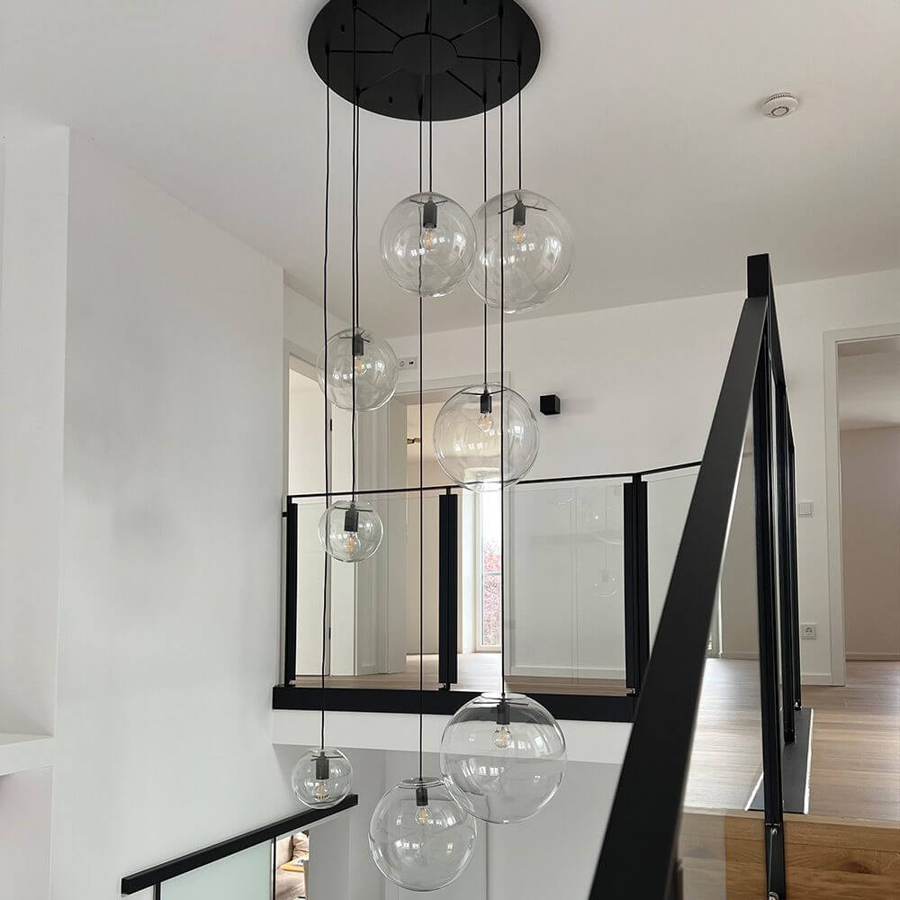 Breeza Orb Gallery Light | 5m Suspension, Clear Glass Ball
