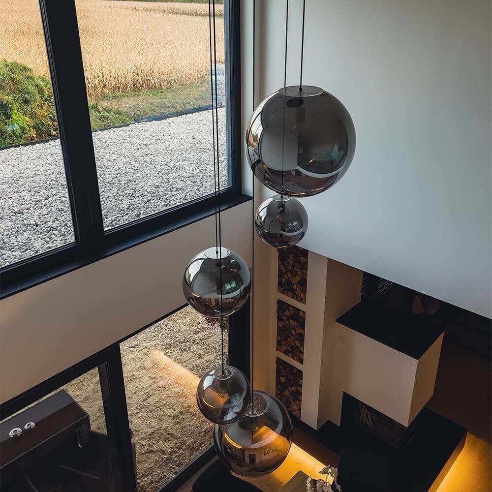 Breeza Orb Gallery Light | 5m Suspension, Clear Glass Ball