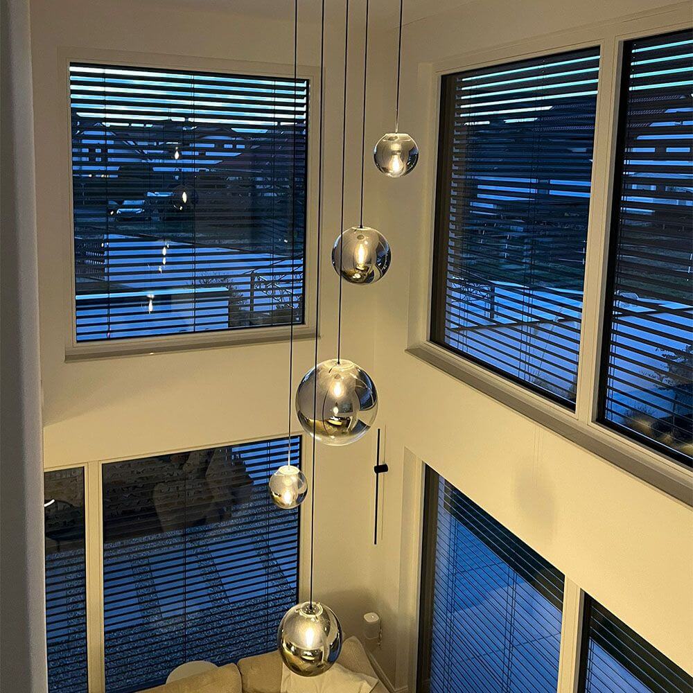 Breeza Orb Gallery Light | 5m Suspension, Clear Glass Ball