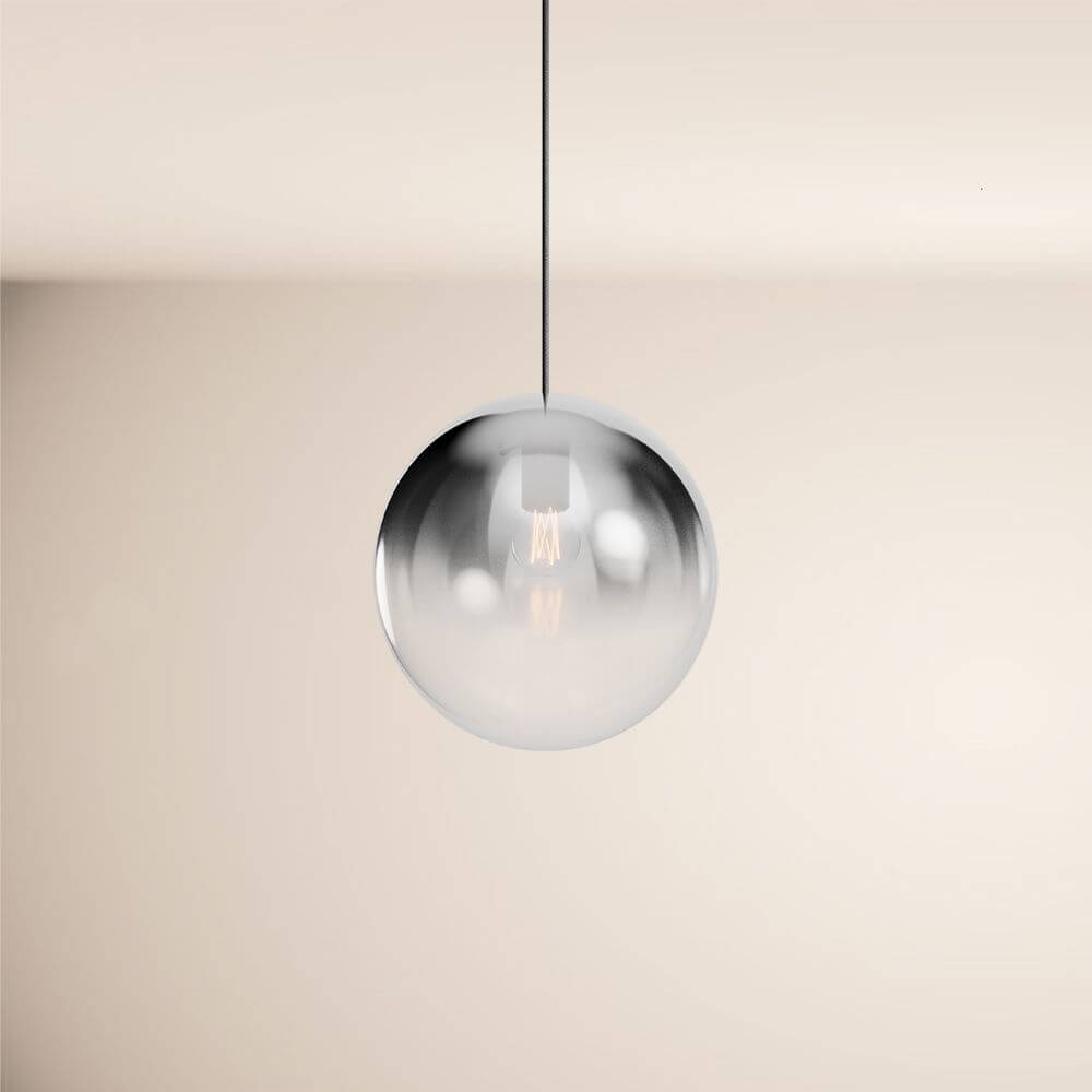 Bela Pendant Lamp | Hand-Blown Glass, 150cm Black Textile Cable
