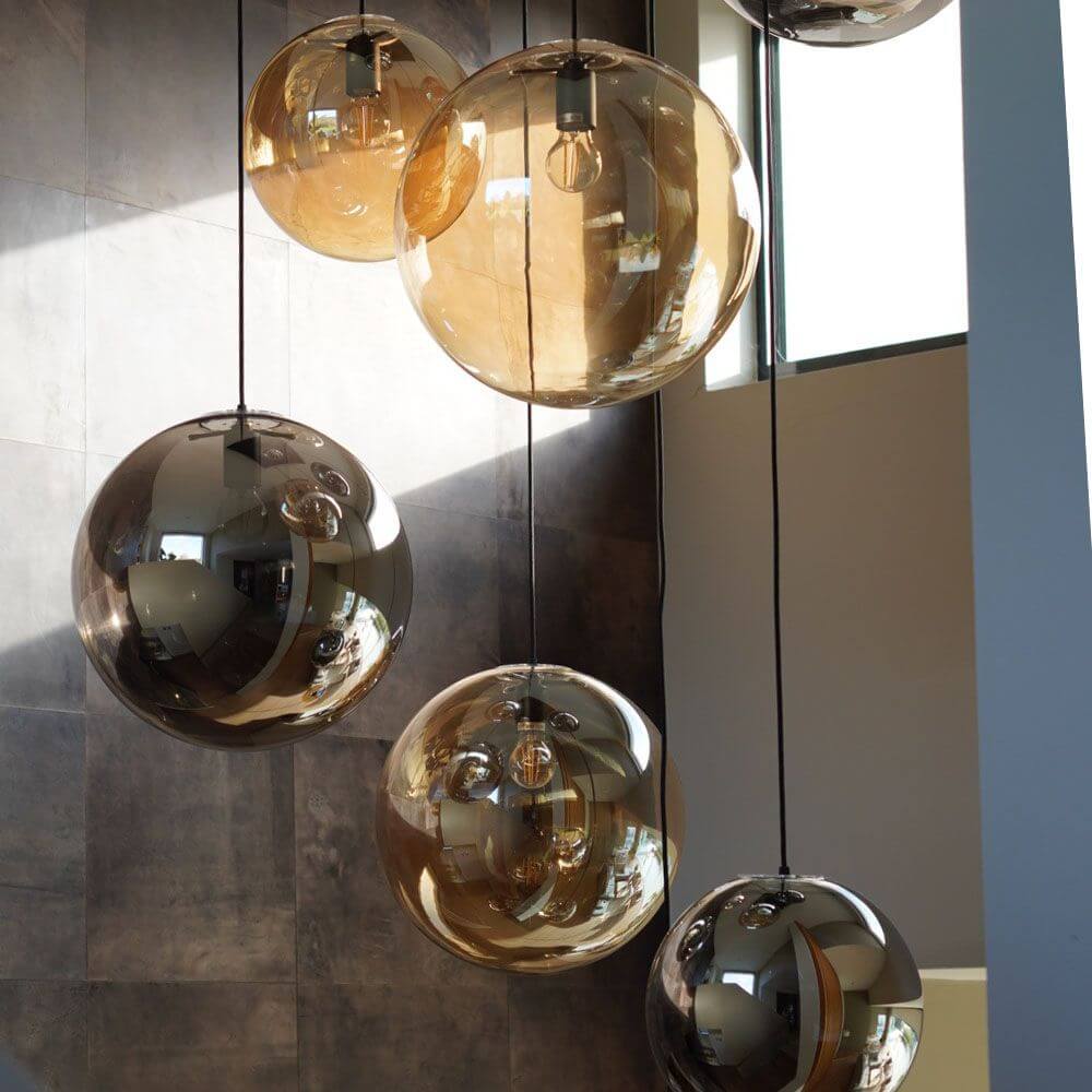 Bela Pendant Lamp | Hand-Blown Glass, 150cm Black Textile Cable