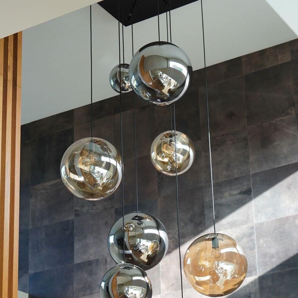 Bela Pendant Lamp | Hand-Blown Glass, 150cm Black Textile Cable