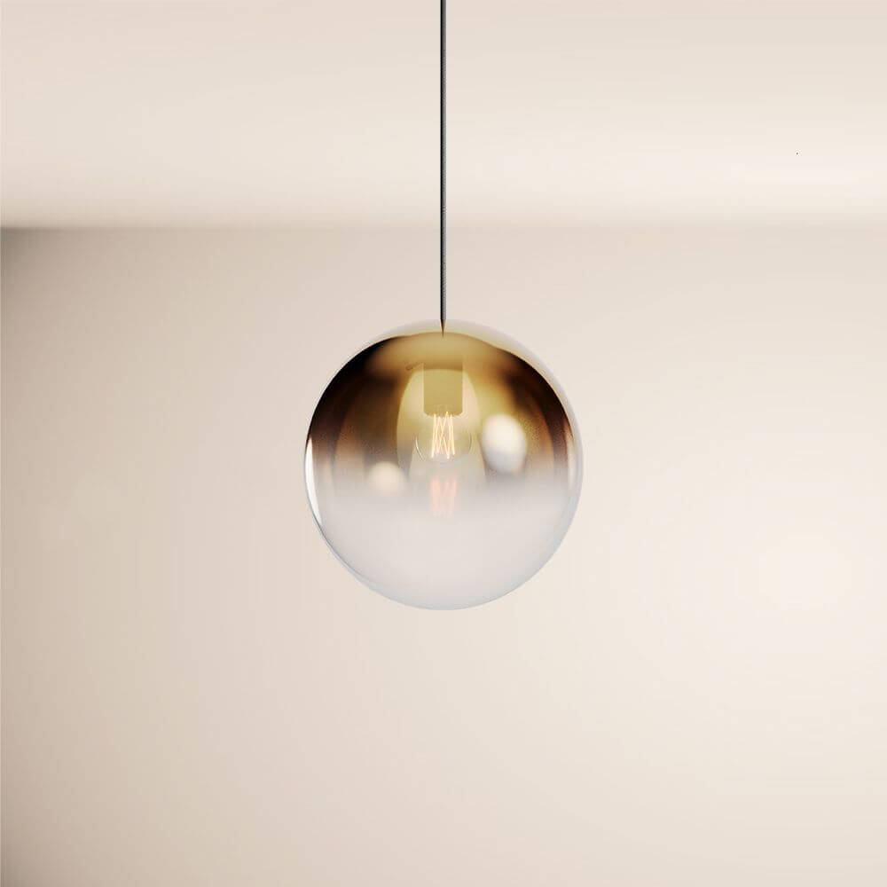 Bela Pendant Lamp | Hand-Blown Glass, 150cm Black Textile Cable