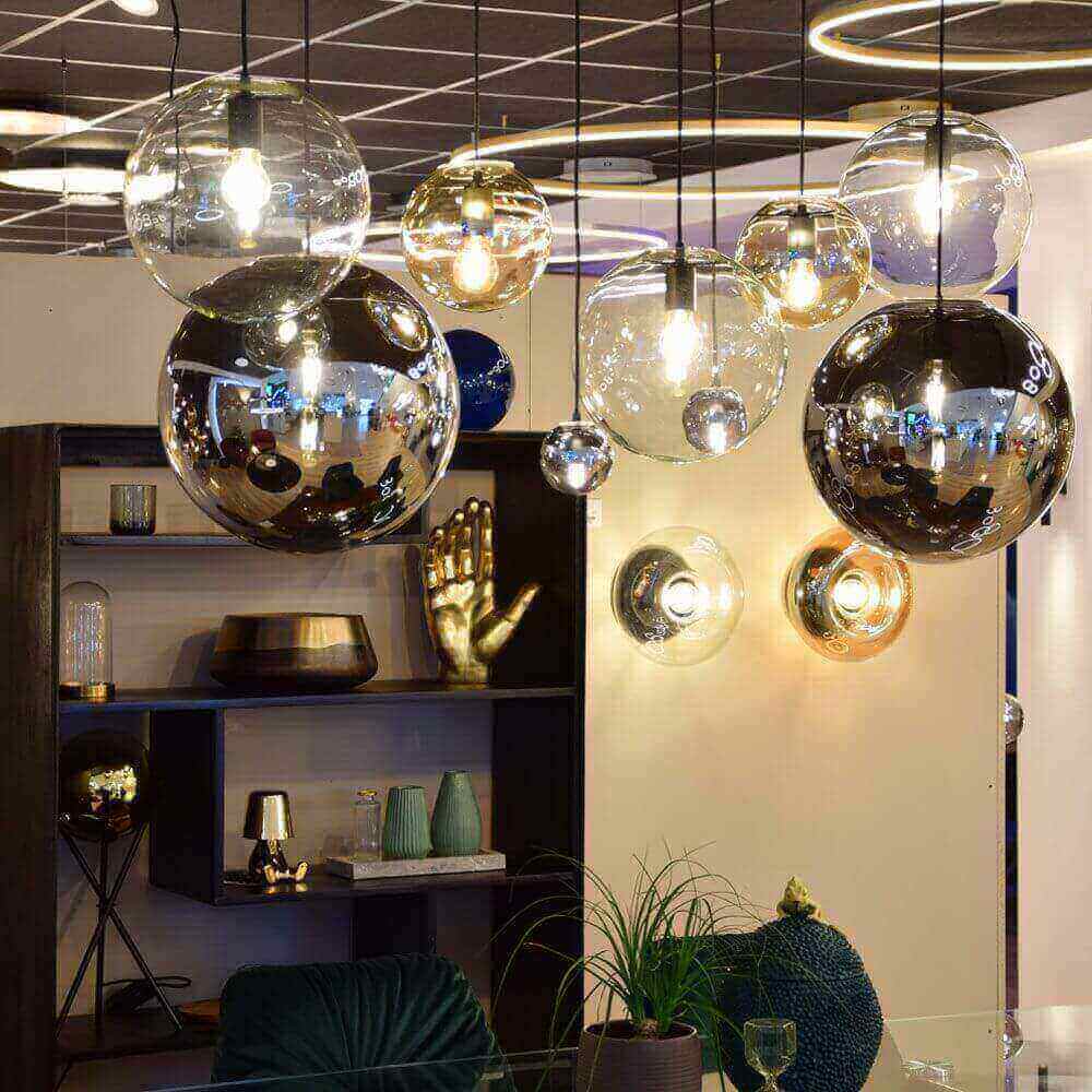 Bela Pendant Lamp | Hand-Blown Glass, 150cm Black Textile Cable