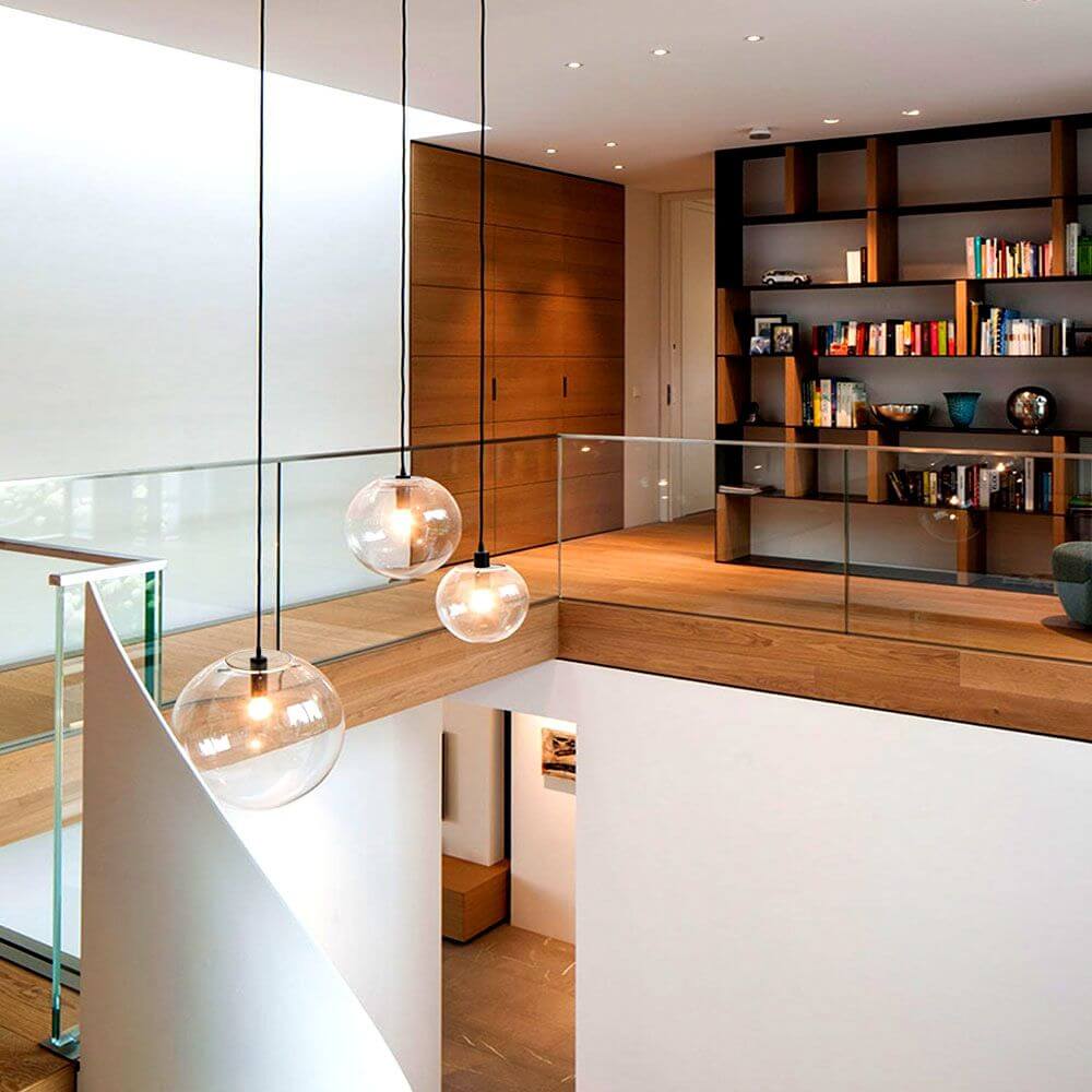 Bela Pendant Lamp | Hand-Blown Glass, 150cm Black Textile Cable