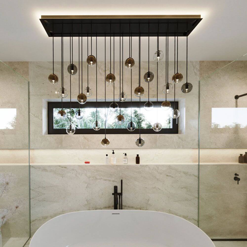Bela Pendant Lamp | Hand-Blown Glass, 150cm Black Textile Cable