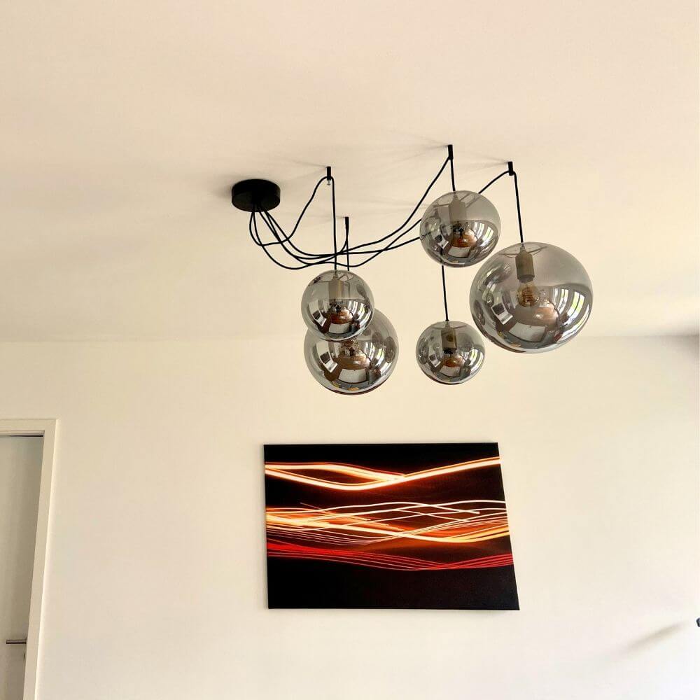 Bela Pendant Lamp | Hand-Blown Glass, 150cm Black Textile Cable