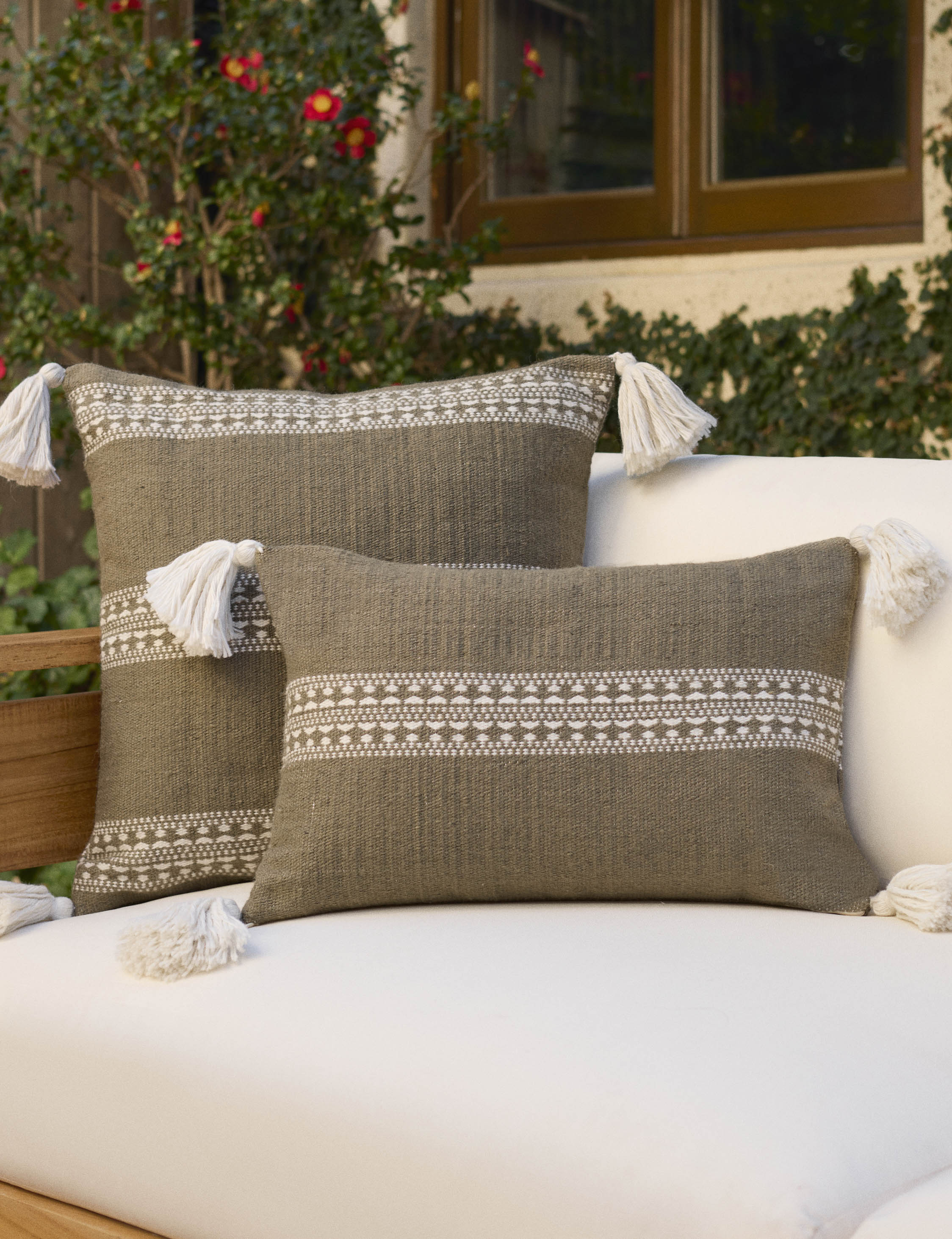 Mira Accent Pillow | Tasseled Corners, Indoor/Outdoor Use