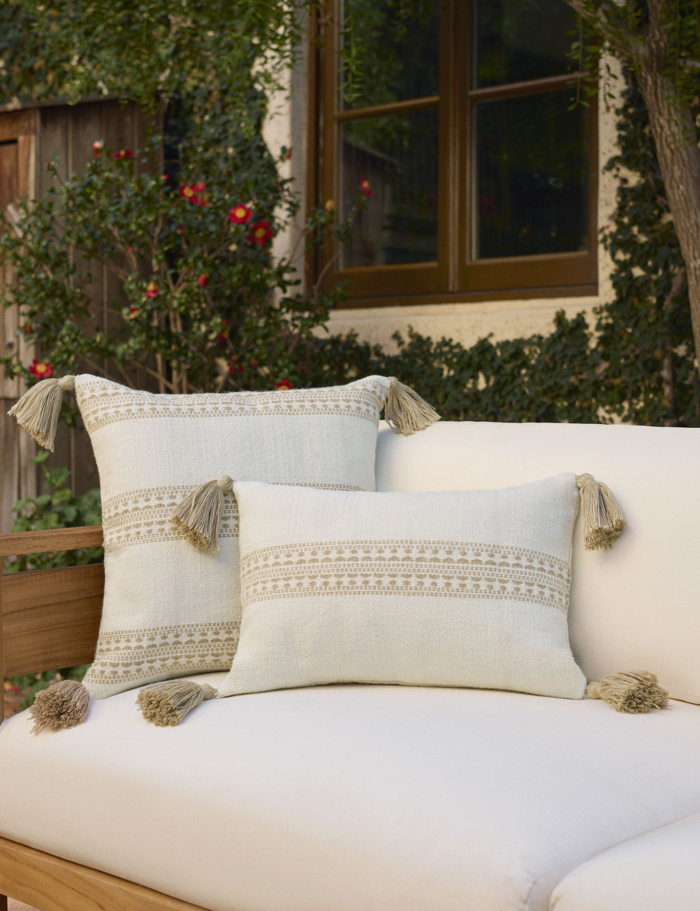 Mira Accent Pillow | Tasseled Corners, Indoor/Outdoor Use