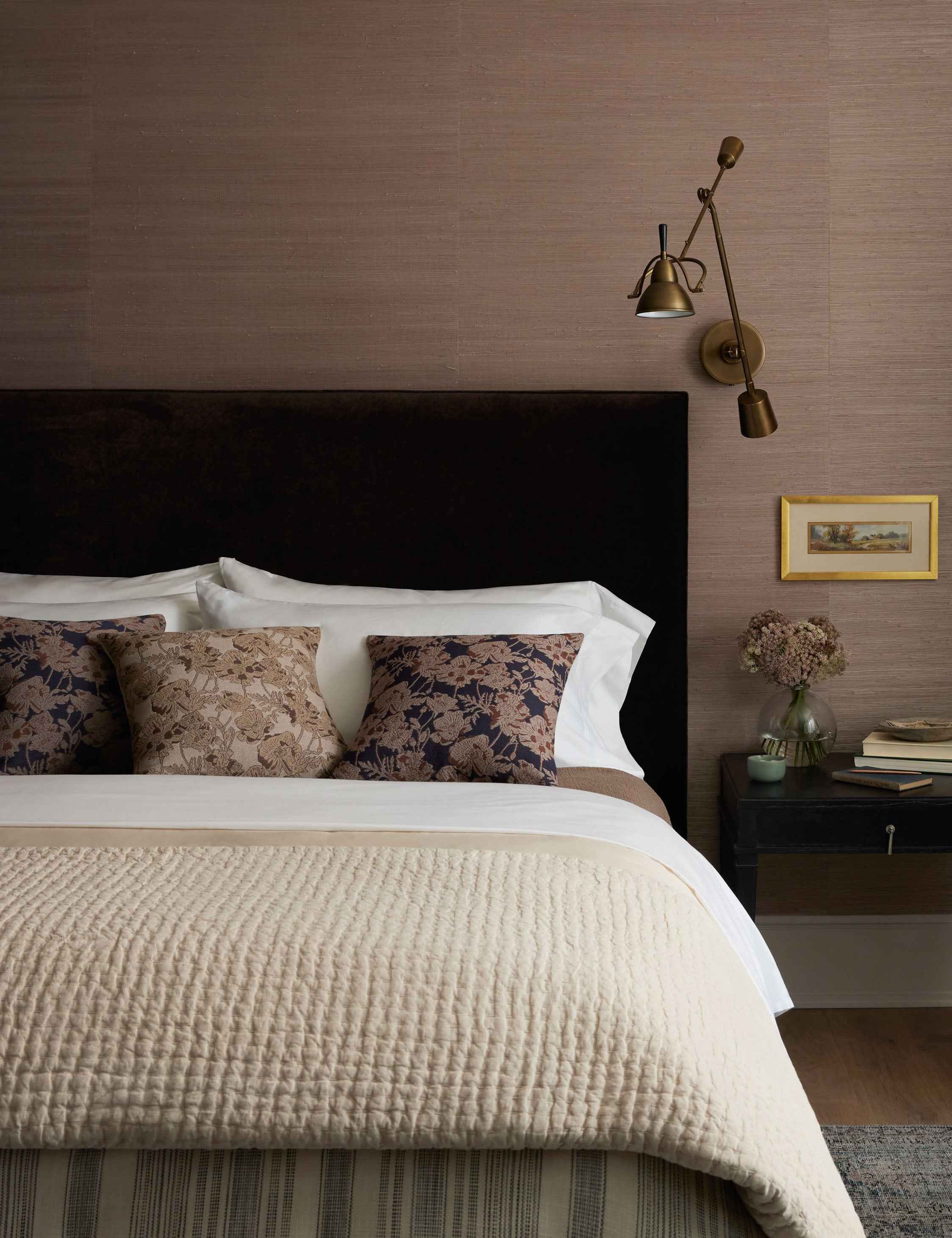 Mira Pillow | Woven Jacquard, Hand-Drawn Florals