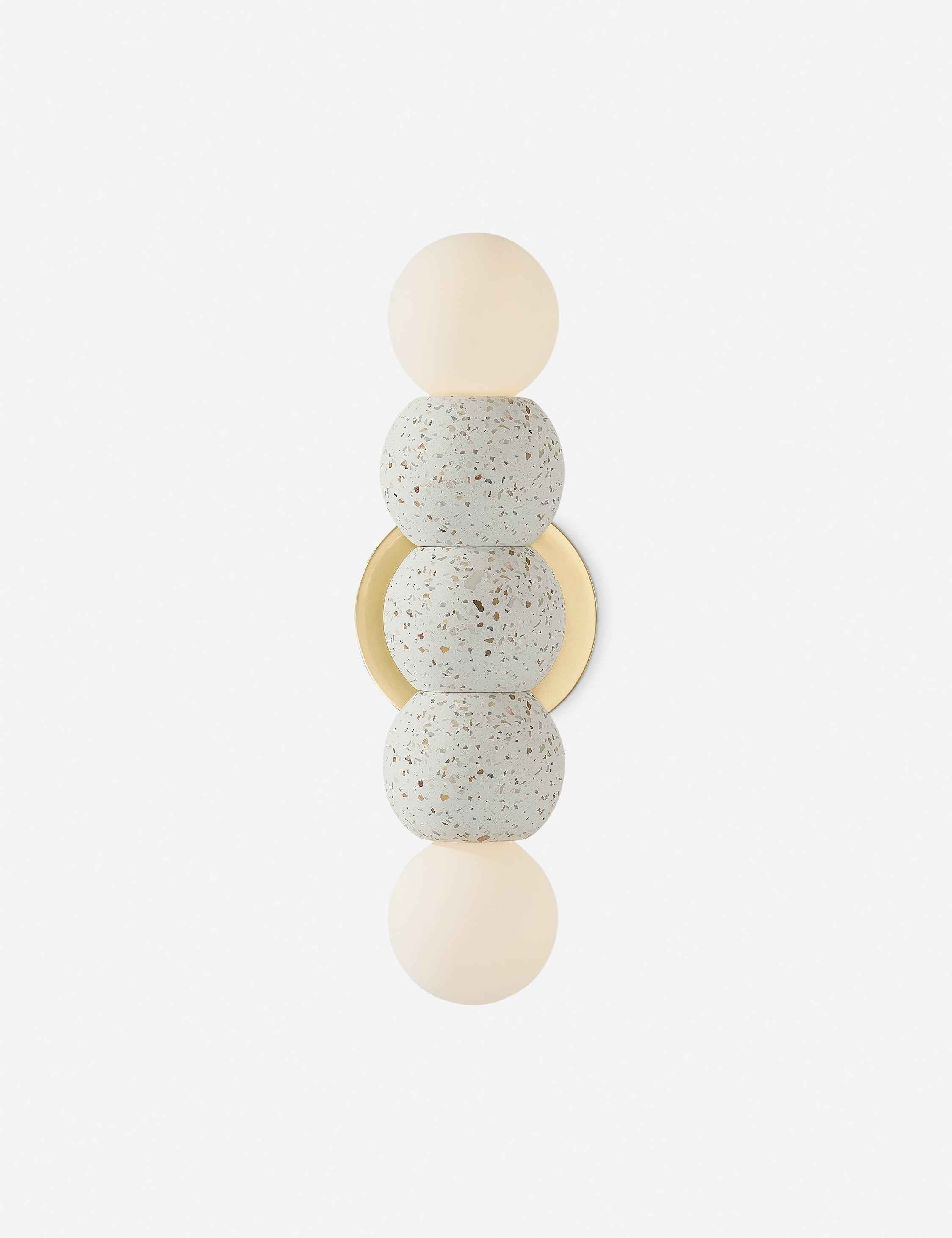 Caro Wall Sconce | White Terrazzo Orbs, Antique Brass Finish