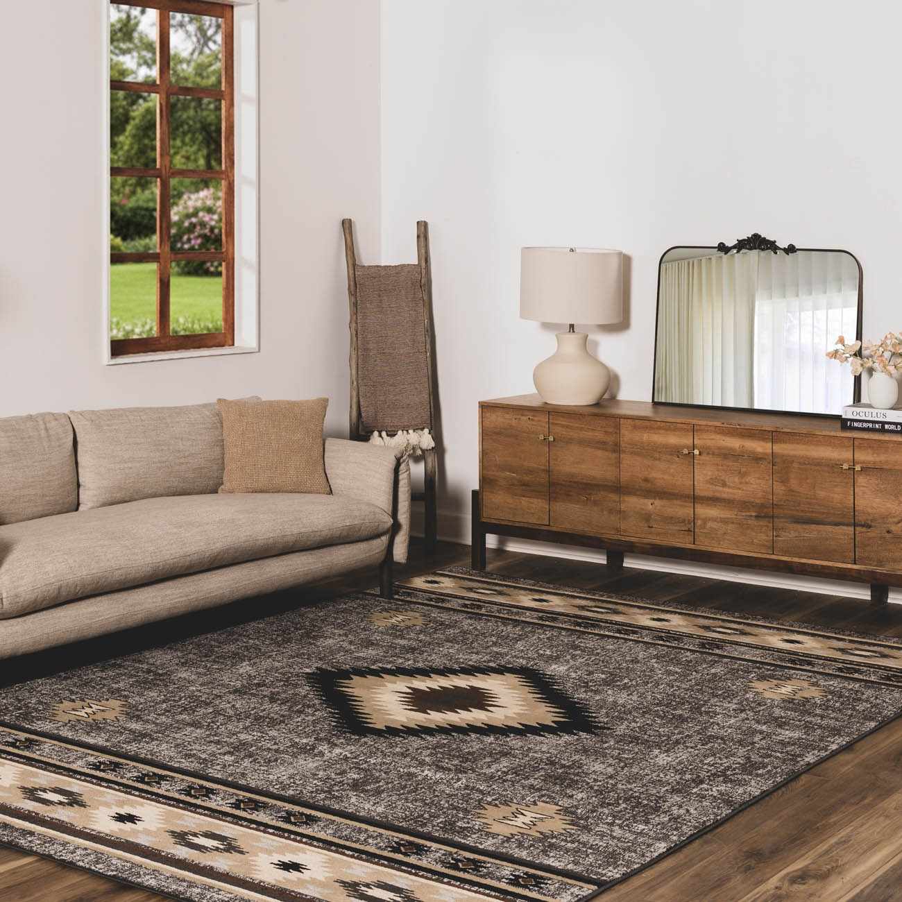Bela Southwestern Area Rug  Aztec Diamond Pattern, 100% Polypropylene