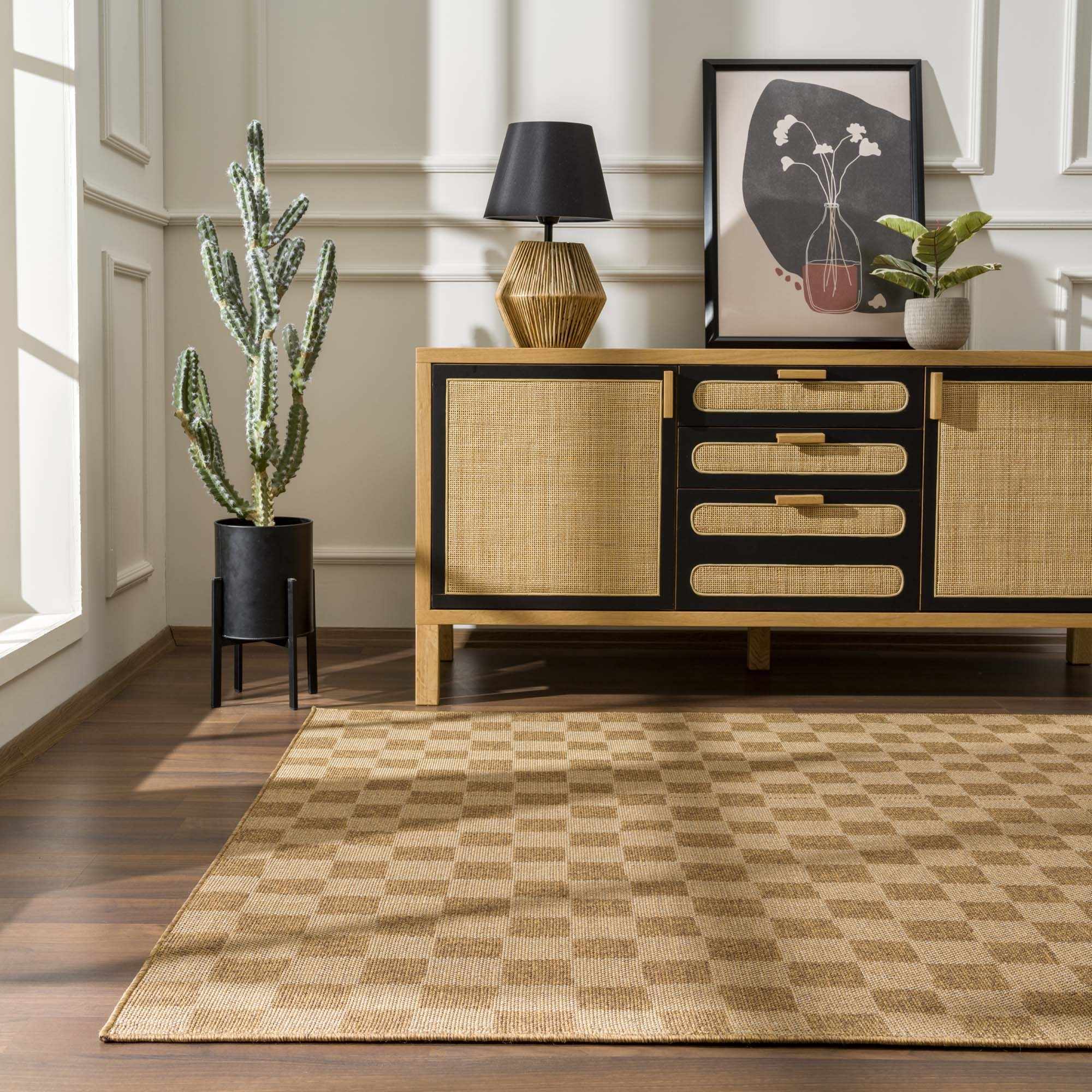 Bello Checkered Outdoor Rug 100% Polypropylene, Contemporary Style