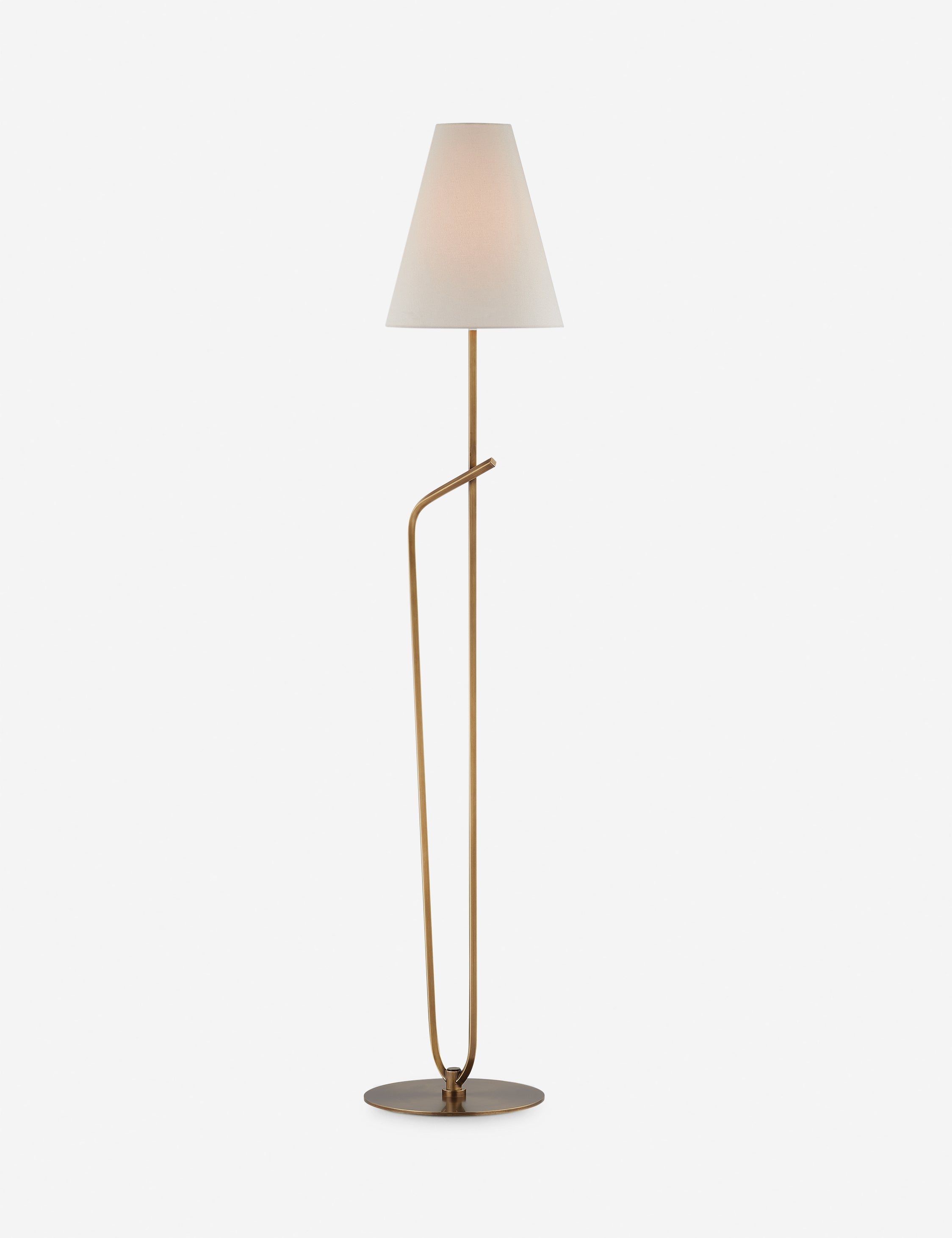 Pivotal Floor Lamp | Brass Frame, Off-White Linen Shade