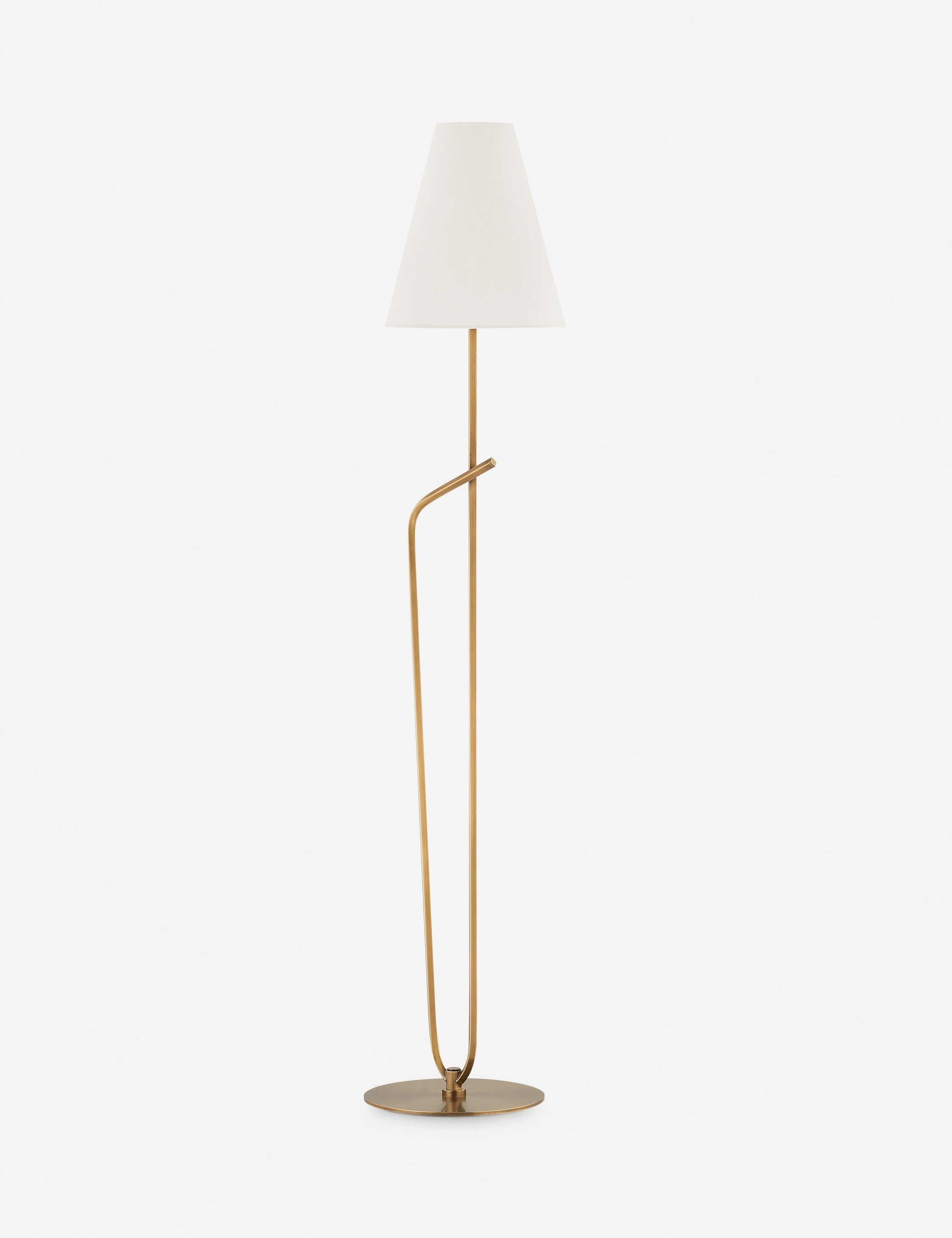 Pivotal Floor Lamp | Brass Frame, Off-White Linen Shade