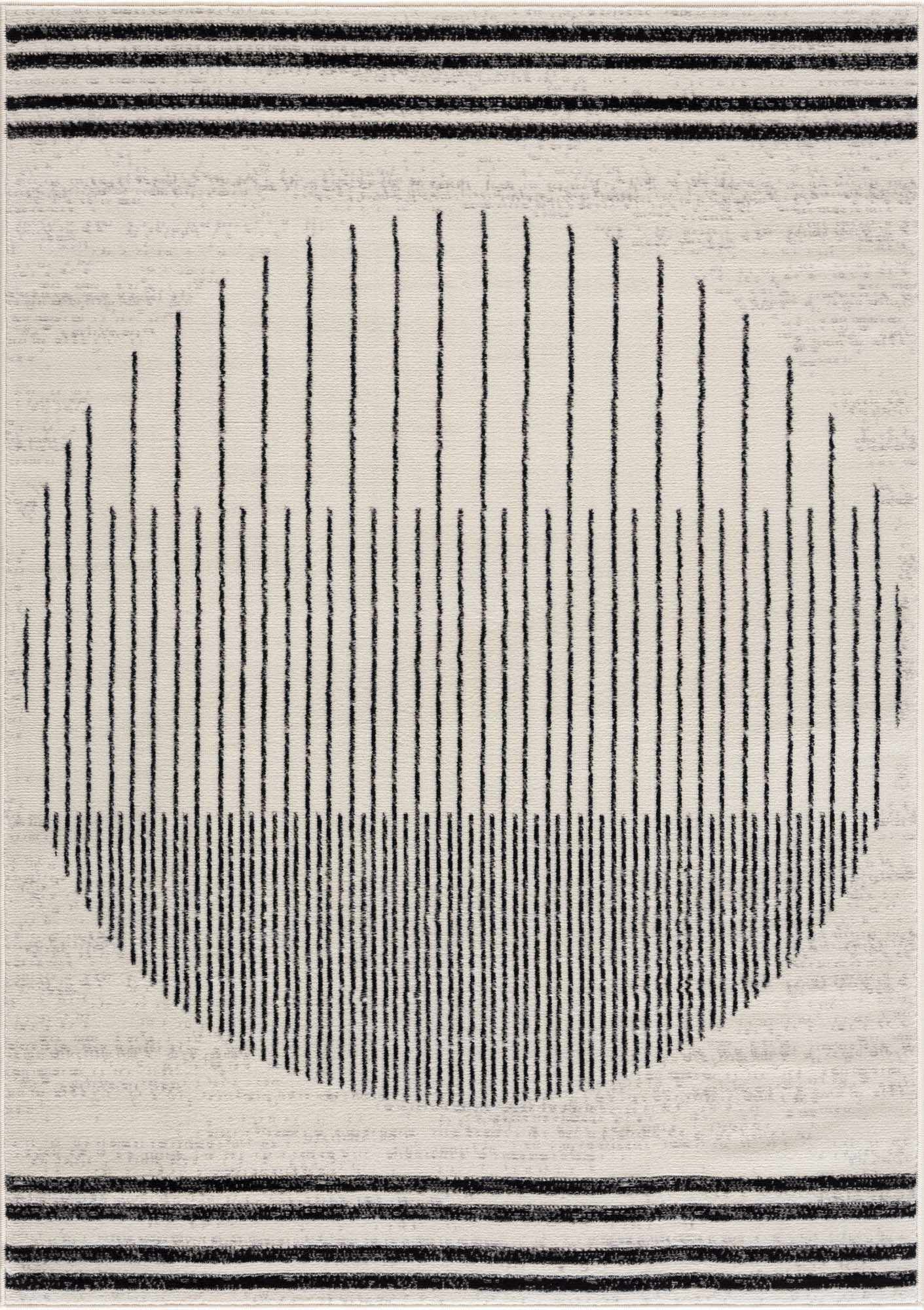 Bento Area Rug  Black & White Striped, Medium Pile