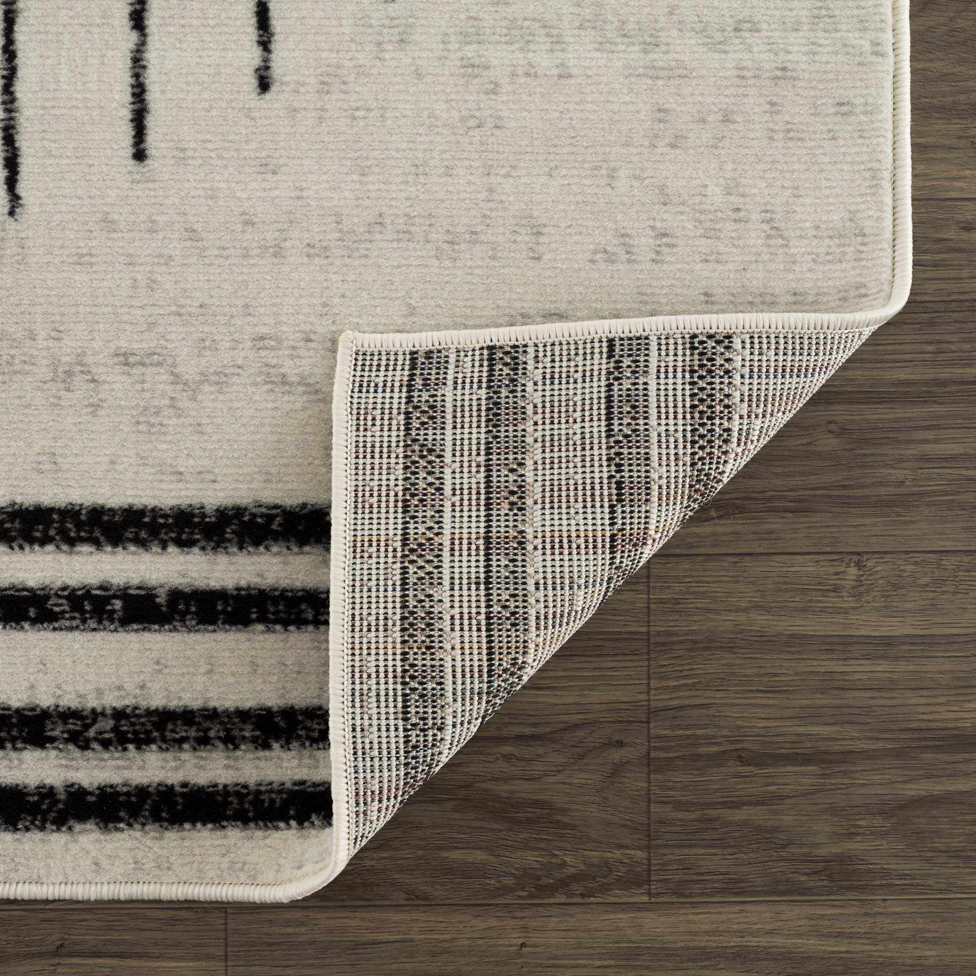 Bento Area Rug  Black & White Striped, Medium Pile