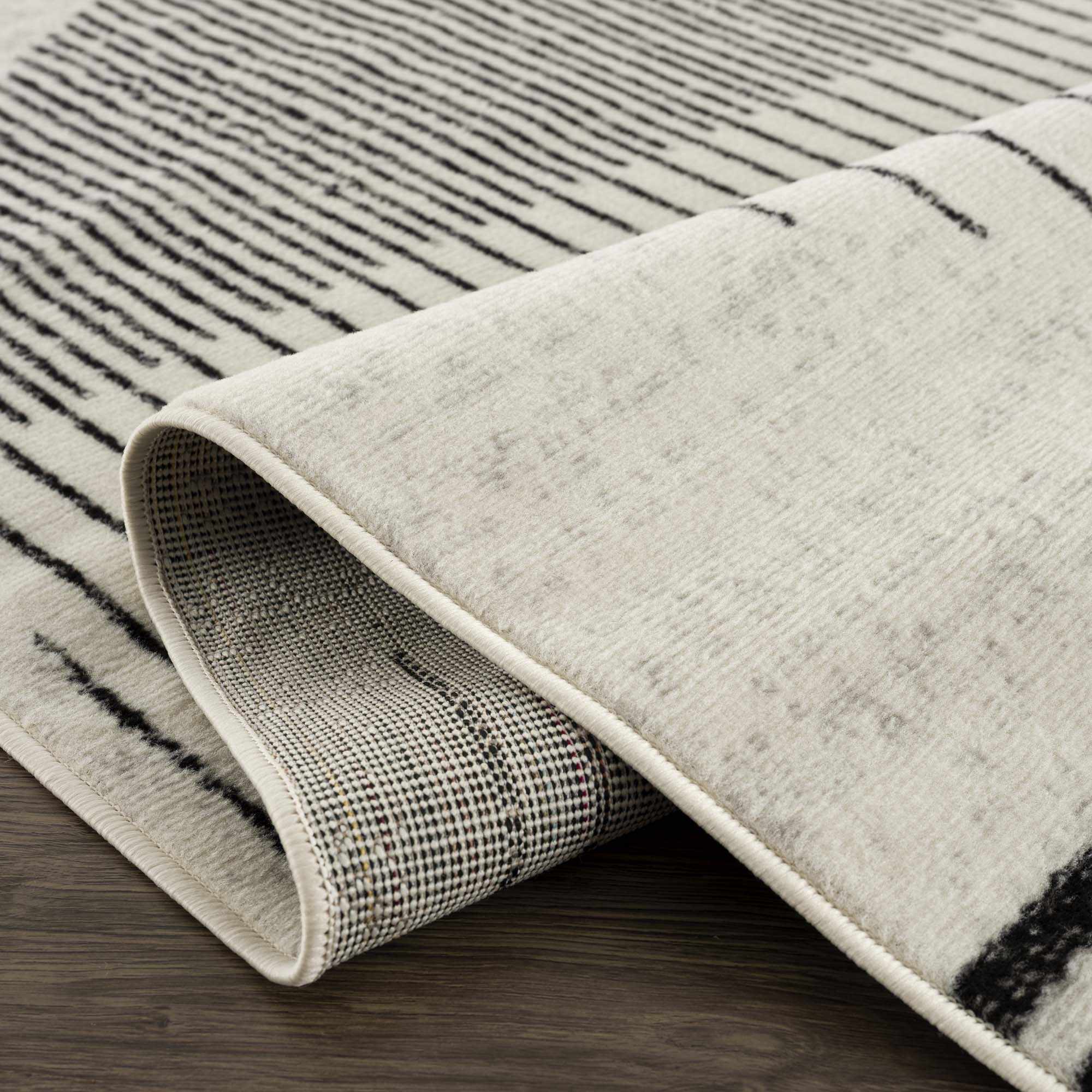 Bento Area Rug  Black & White Striped, Medium Pile