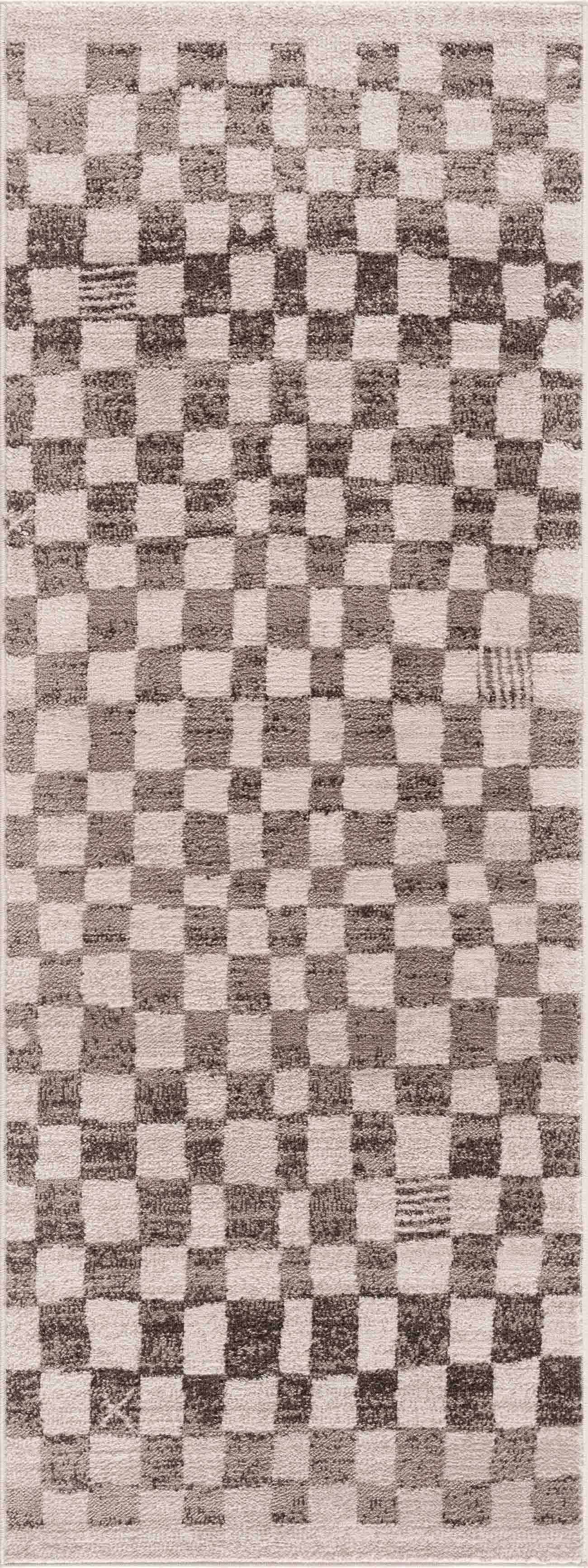 Bela Checkered Rug Machine Woven 100% Polypropylene Beige