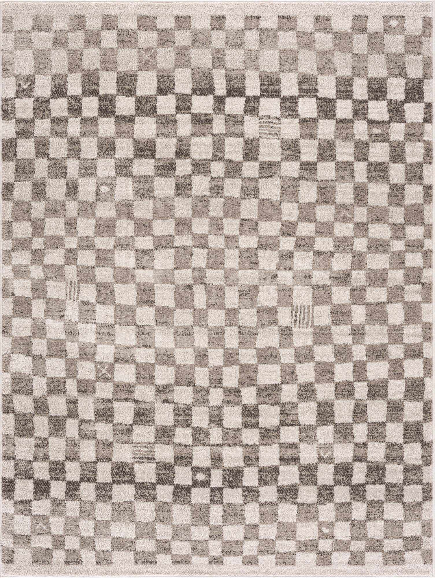 Bela Checkered Rug Machine Woven 100% Polypropylene Beige