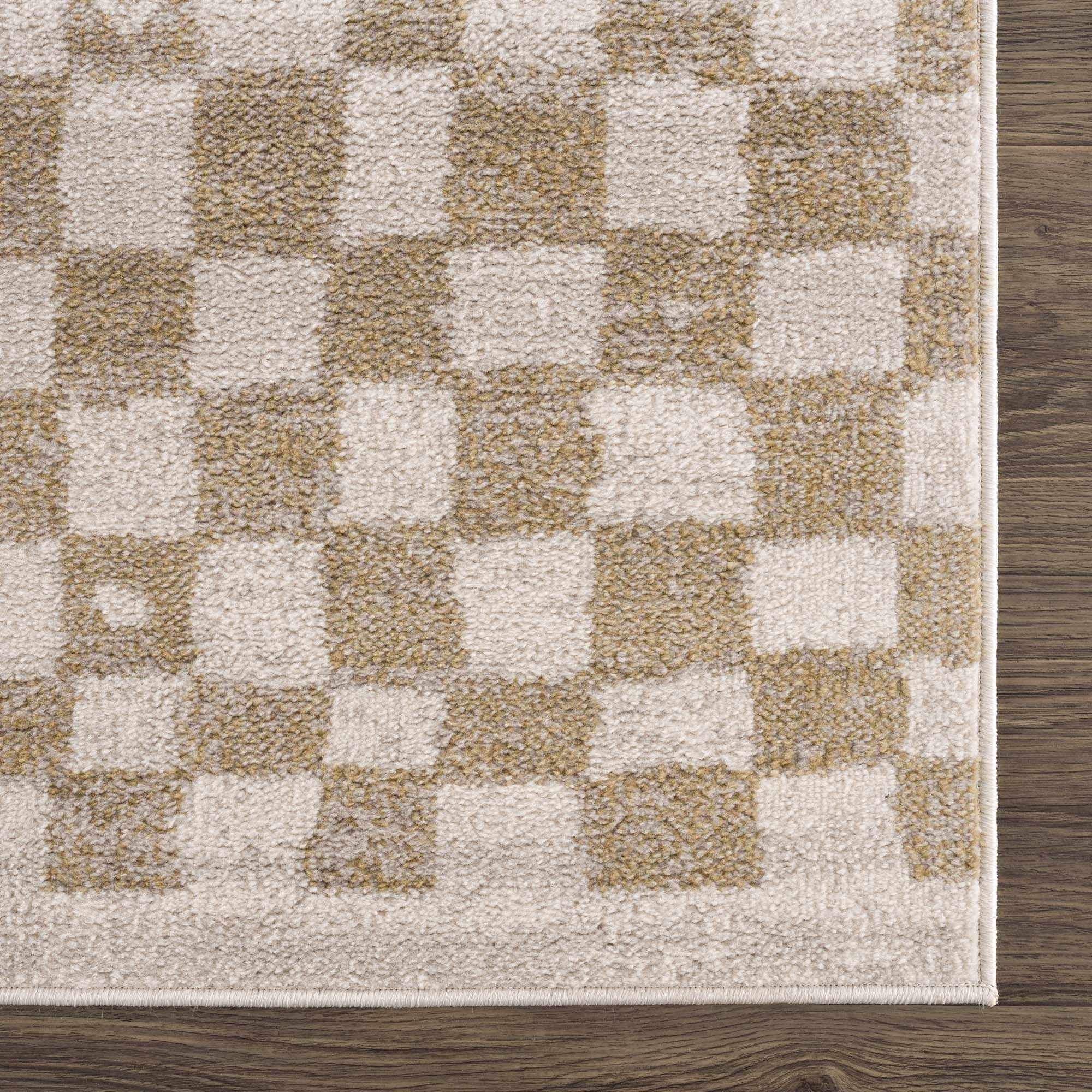 Benjy Irregular Checkboard Rug - Cream&Gold