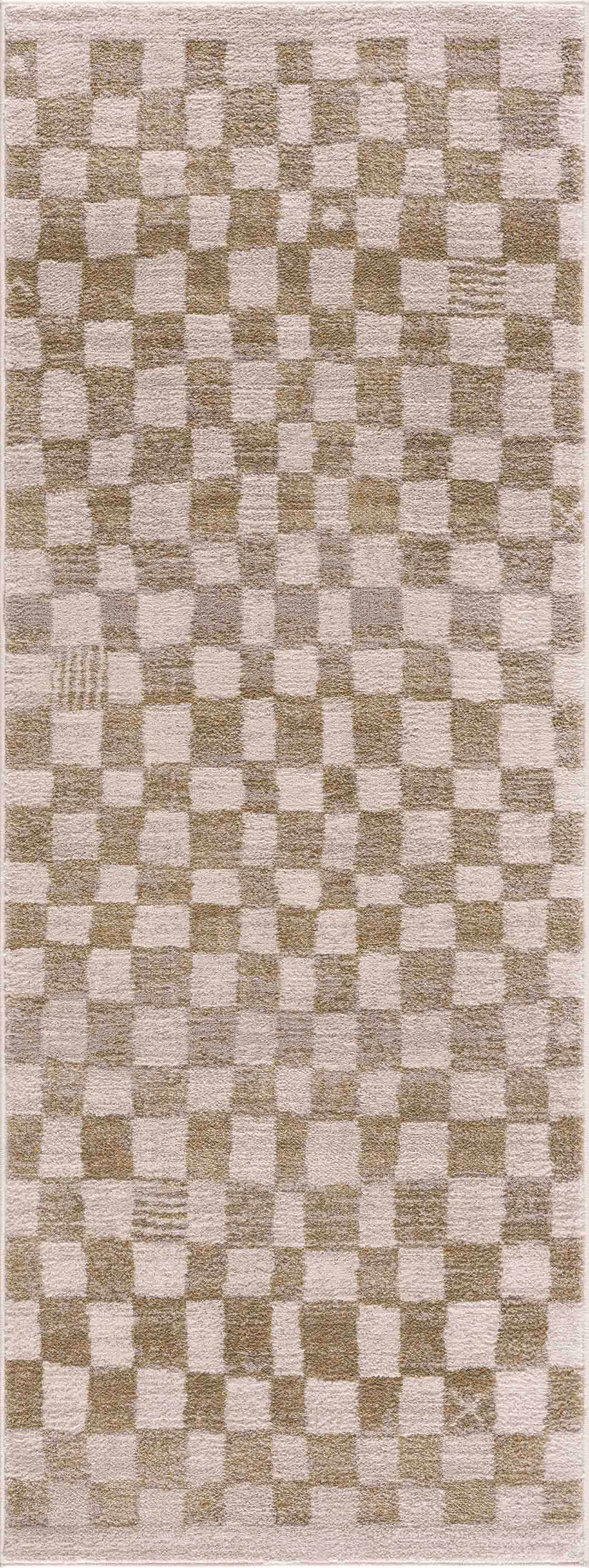 Benjy Irregular Checkboard Rug - Cream&Gold