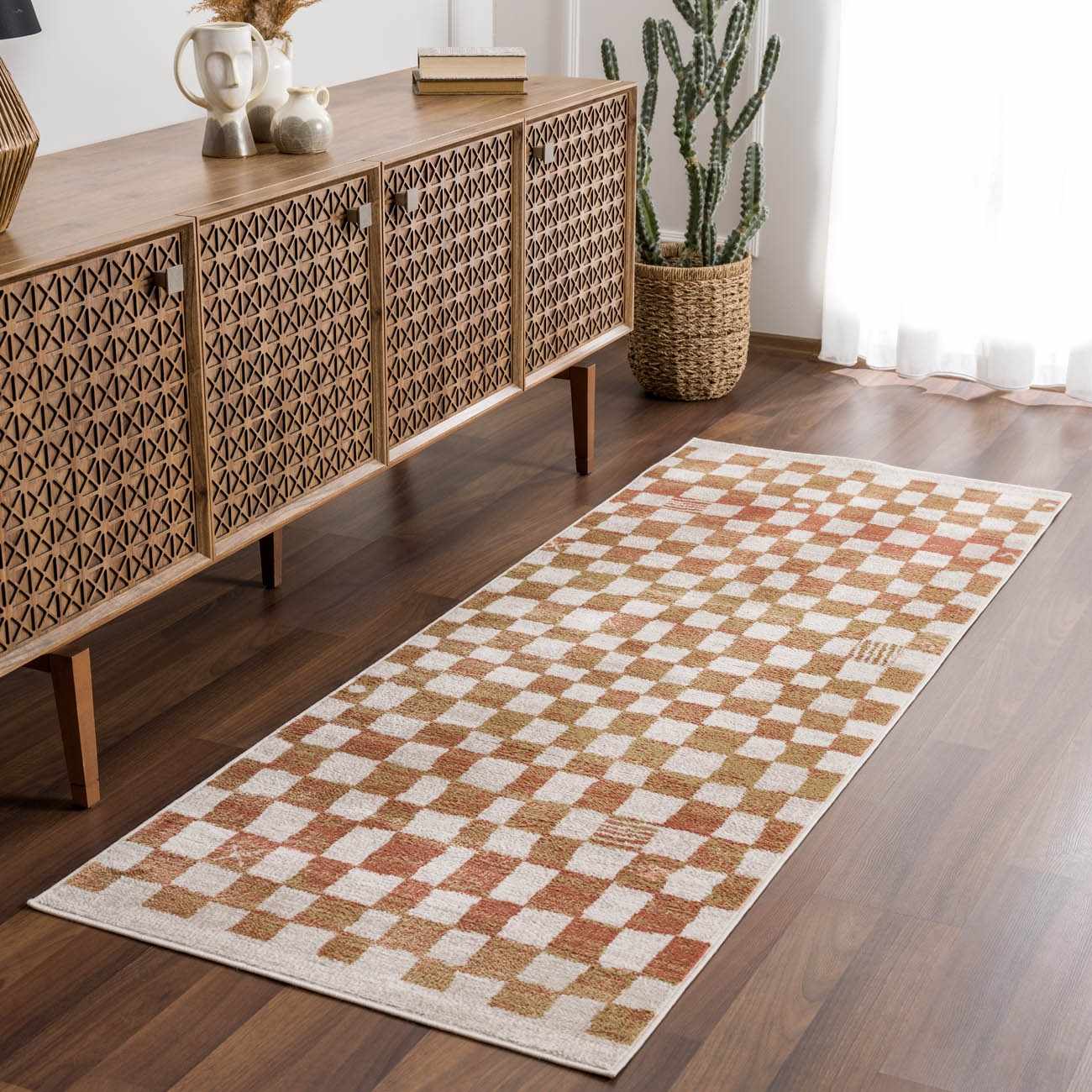 Bela Checkered Rug  Medium Pile, 100% Polypropylene