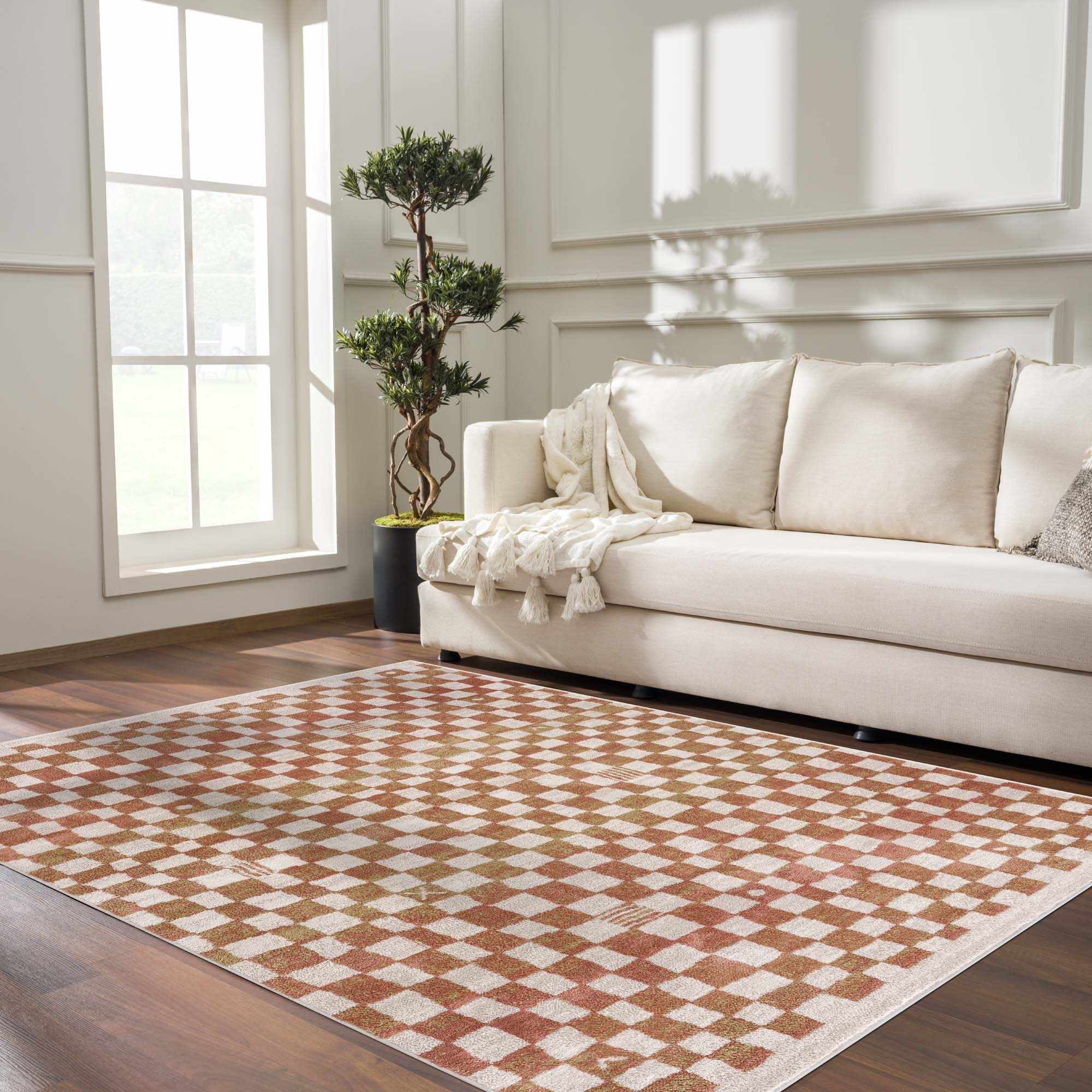 Bela Checkered Rug  Medium Pile, 100% Polypropylene
