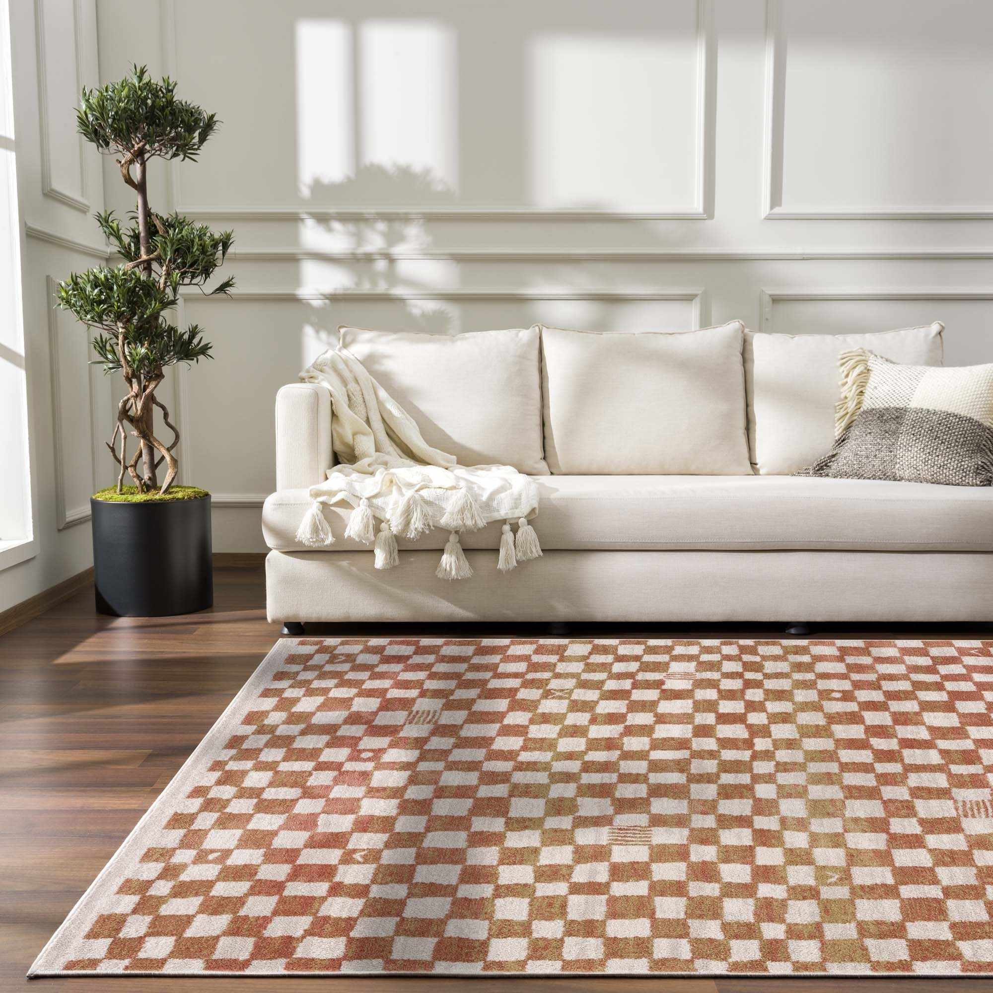 Bela Checkered Rug  Medium Pile, 100% Polypropylene