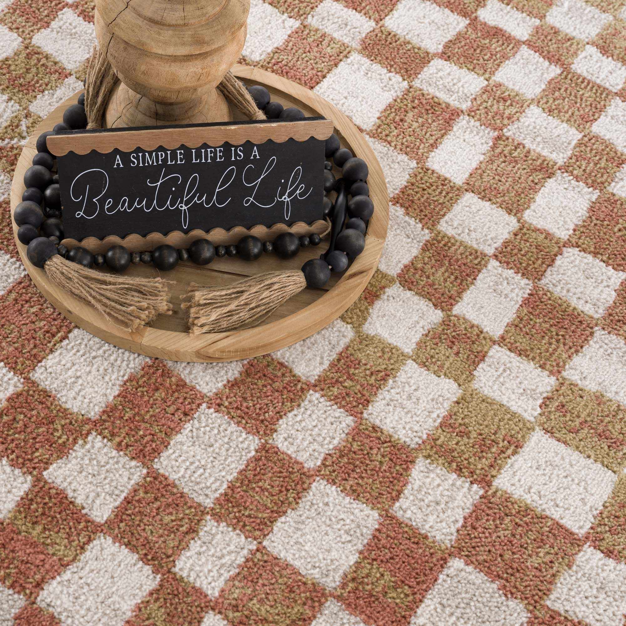 Bela Checkered Rug  Medium Pile, 100% Polypropylene