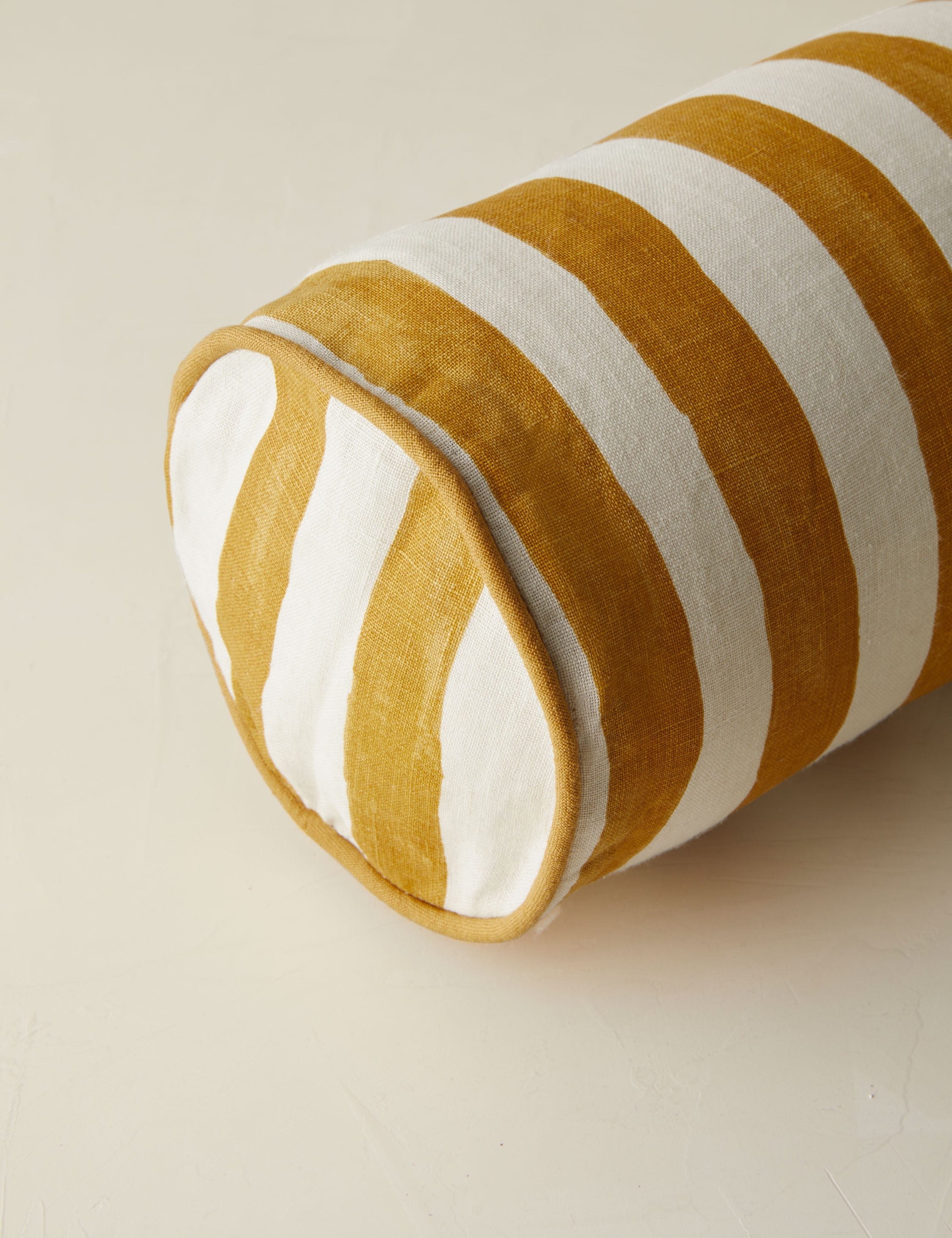 Bello Long Bolster Pillow | Painterly Stripe Linen Design