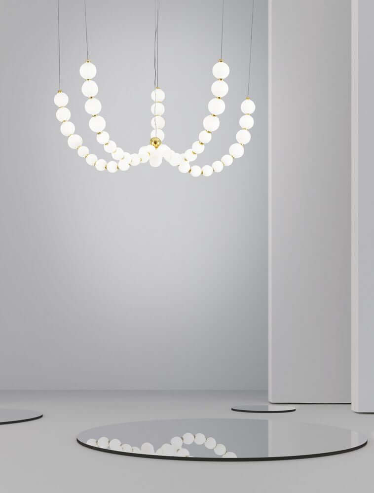 Bela LED Pendant Light | Dimmable, Gold & Opal Glass