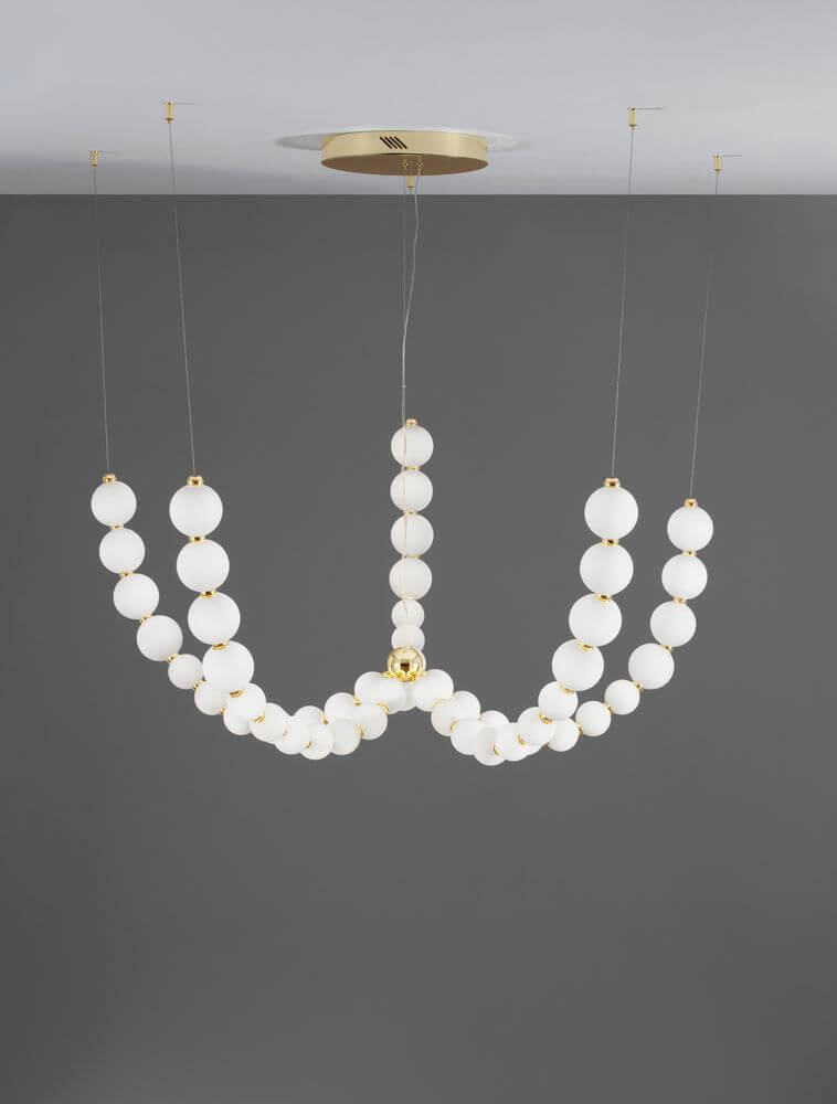 Bela LED Pendant Light | Dimmable, Gold & Opal Glass