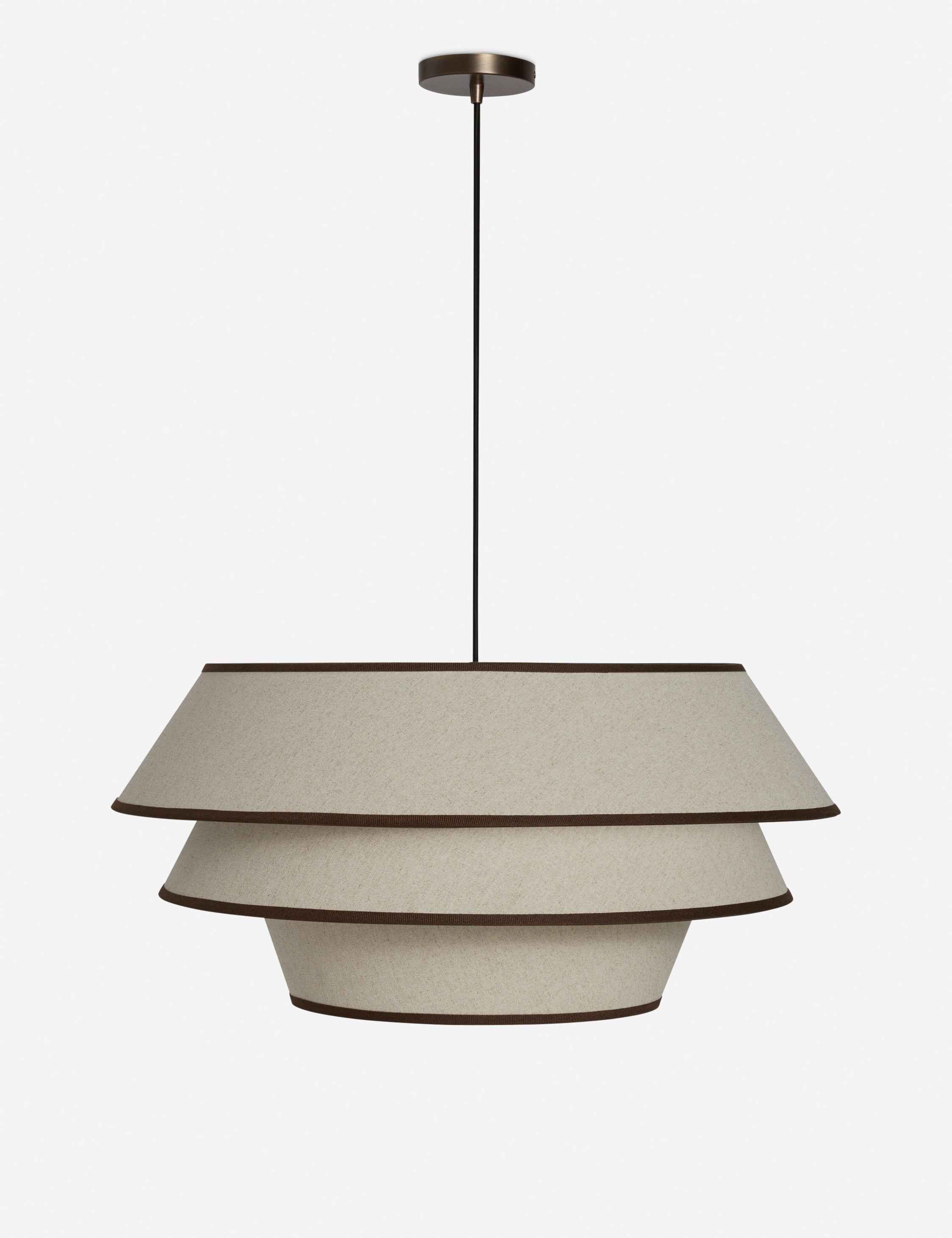 Pivo Pendant Light | Ivory Linen Shade with Toffee Trim