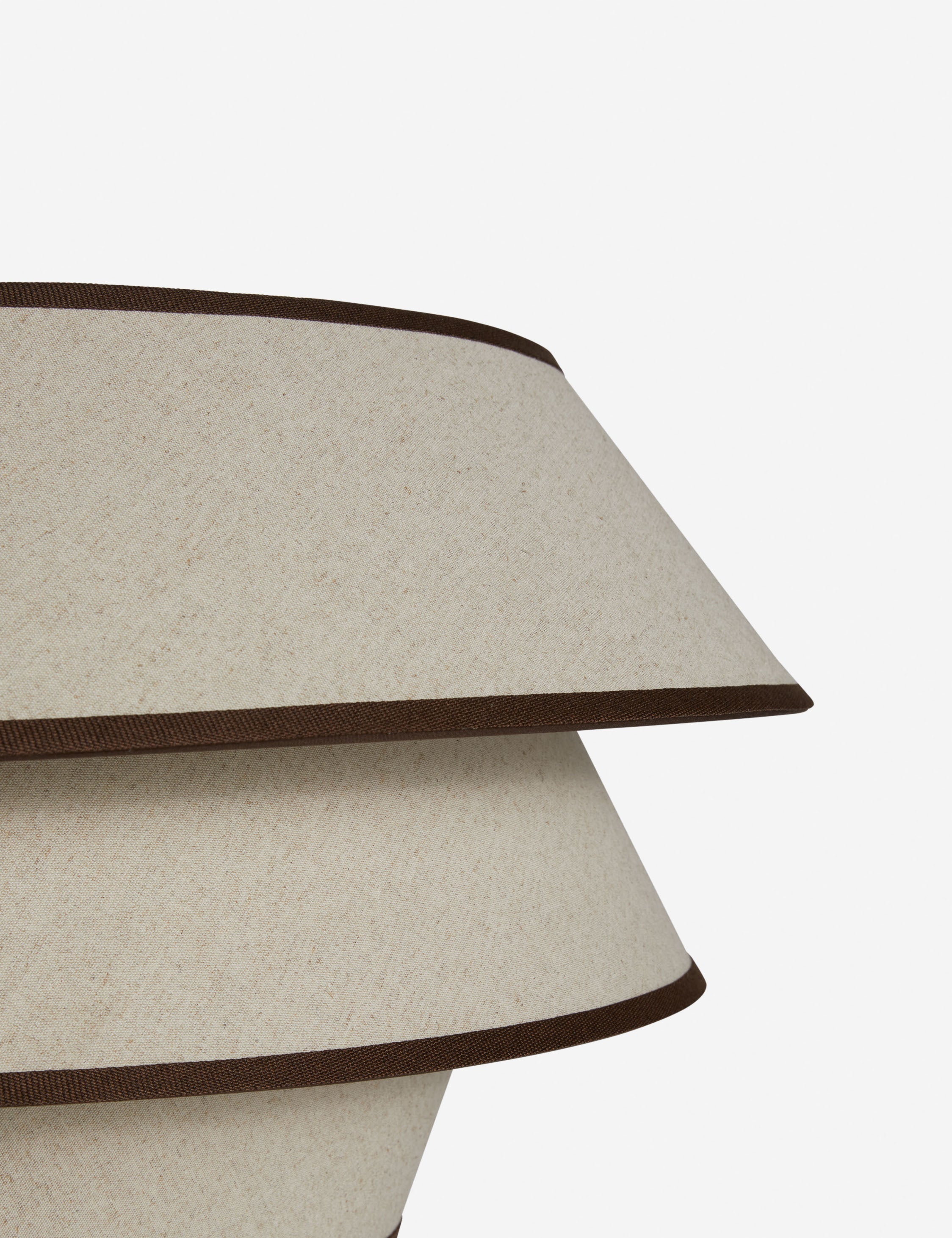 Pivo Pendant Light | Ivory Linen Shade with Toffee Trim