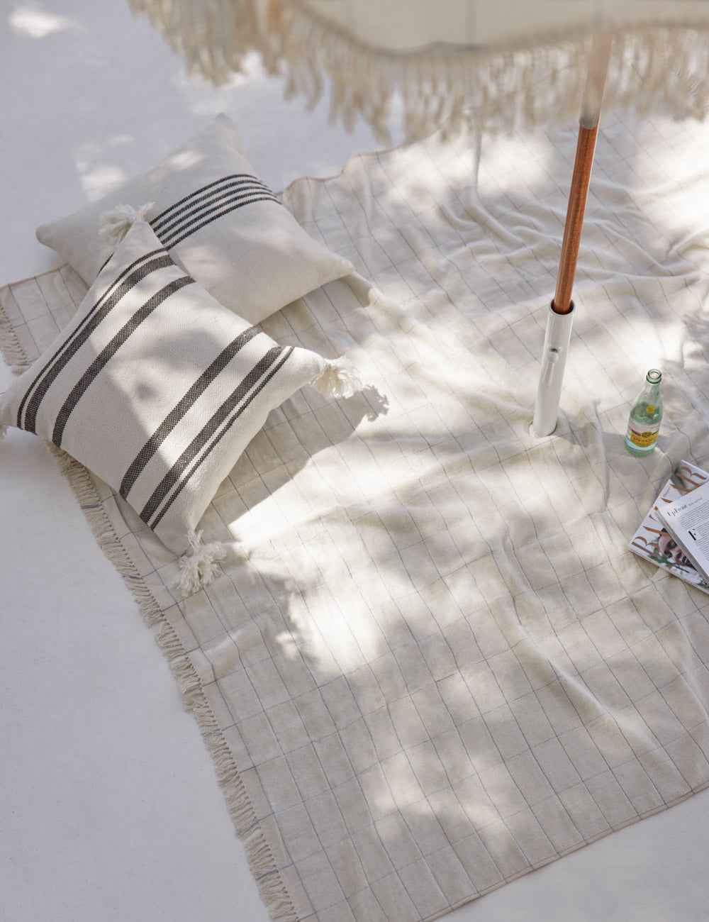 Fino Decorative Pillow | Weather-Resistant, Tasseled Corners