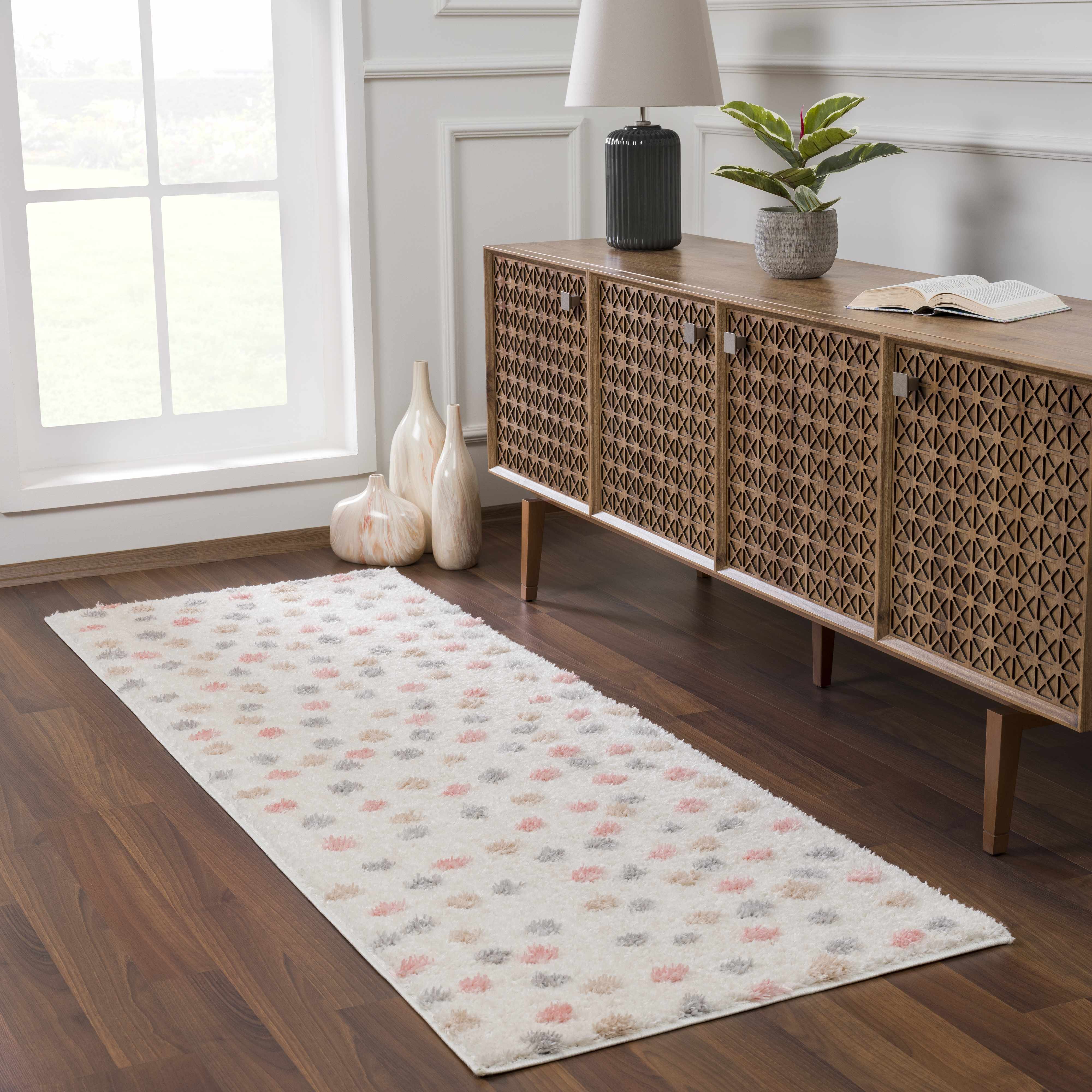 Cansu Area Rug  Plush Pile, Machine Woven, Contemporary Design