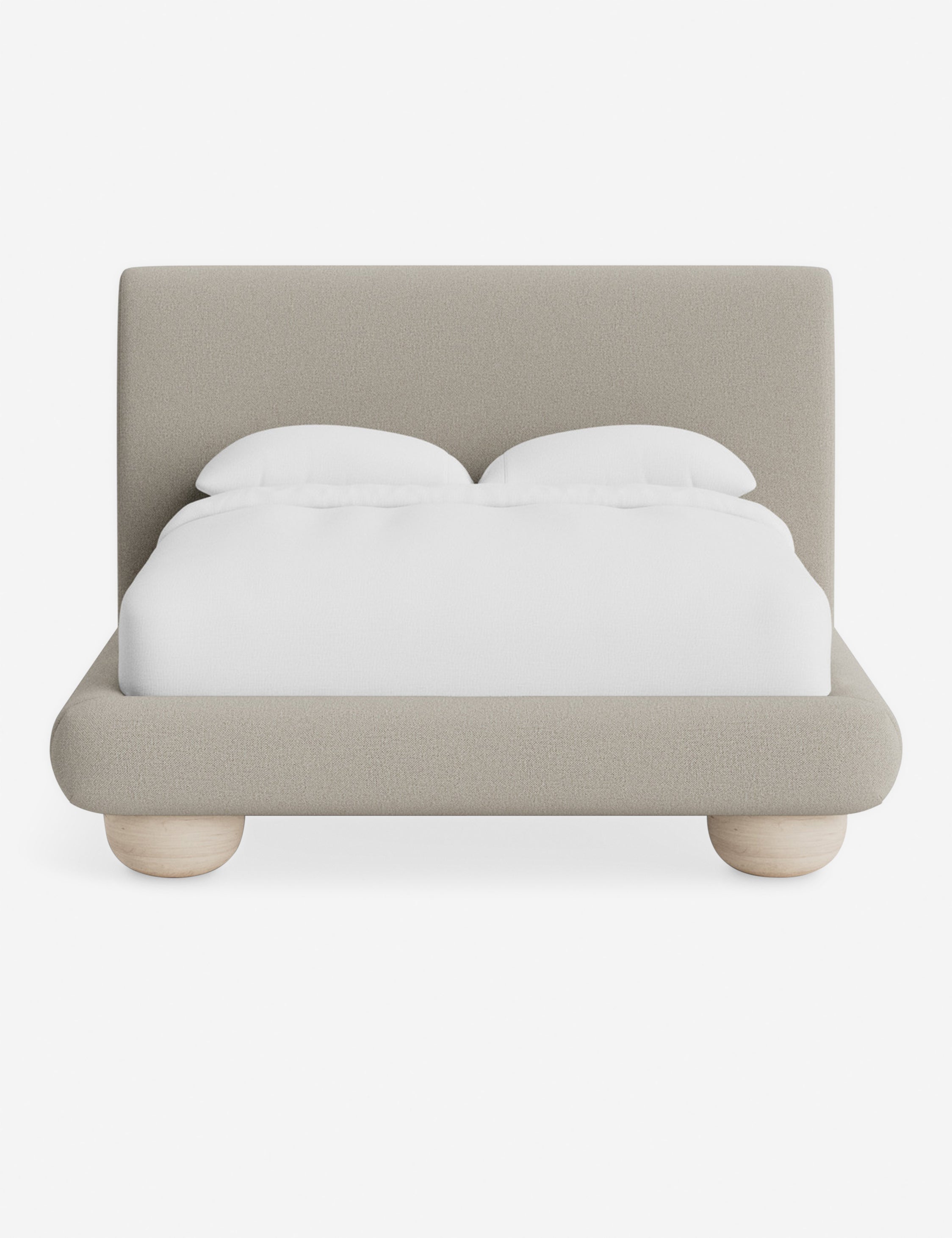 Rivo Platform Bed | Upholstered Frame, Light Wood Grain Base