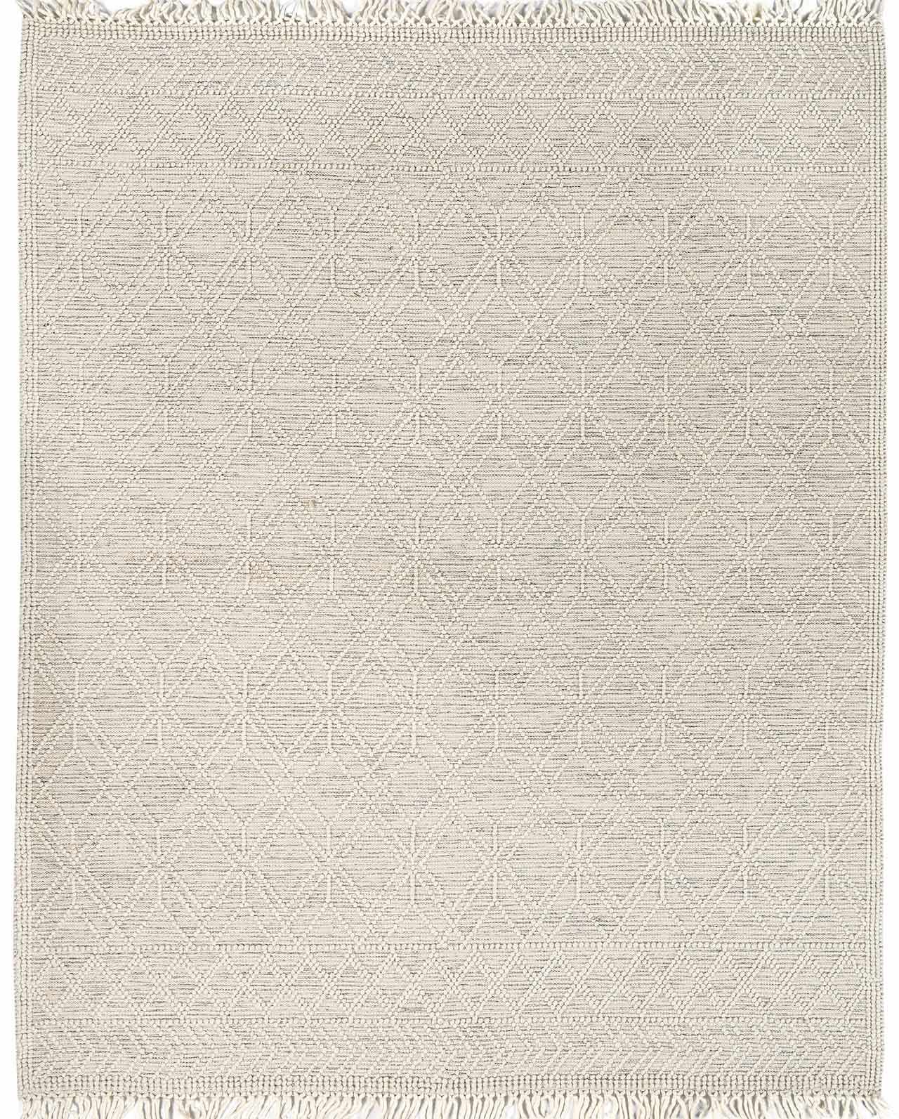 Bramble Area Rug  Hand Woven  40% Wool, Ivory & Black Geometric