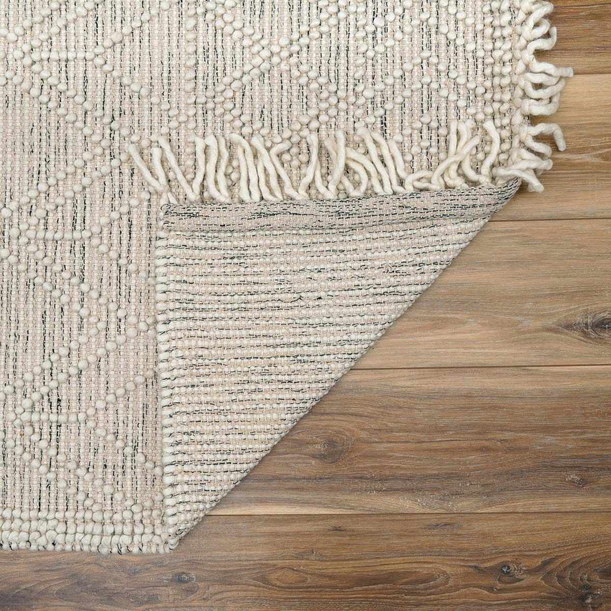 Bramble Area Rug  Hand Woven  40% Wool, Ivory & Black Geometric