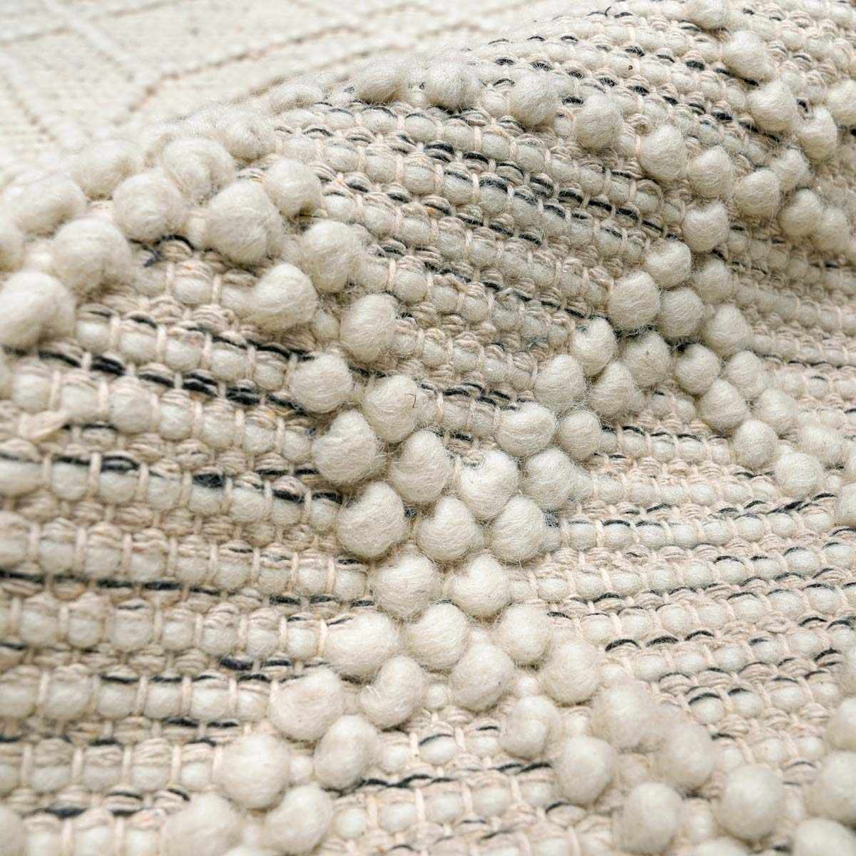 Bramble Area Rug  Hand Woven  40% Wool, Ivory & Black Geometric