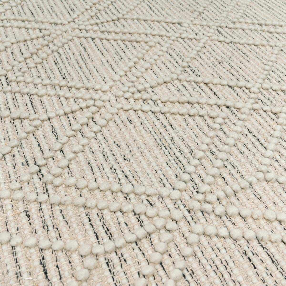Bramble Area Rug  Hand Woven  40% Wool, Ivory & Black Geometric