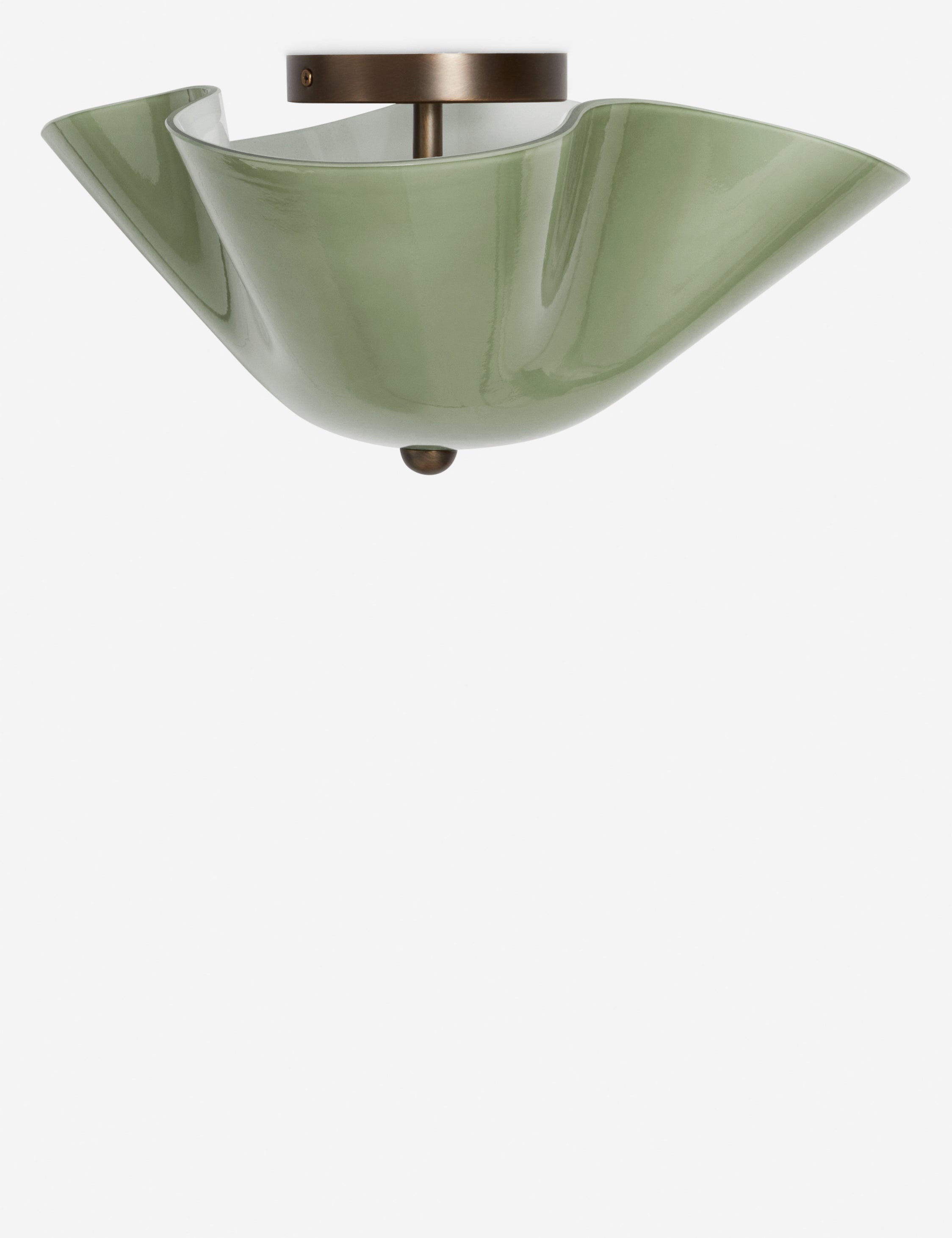 Raven Flush Mount Light | Brass Accents, Colored Glass Shade