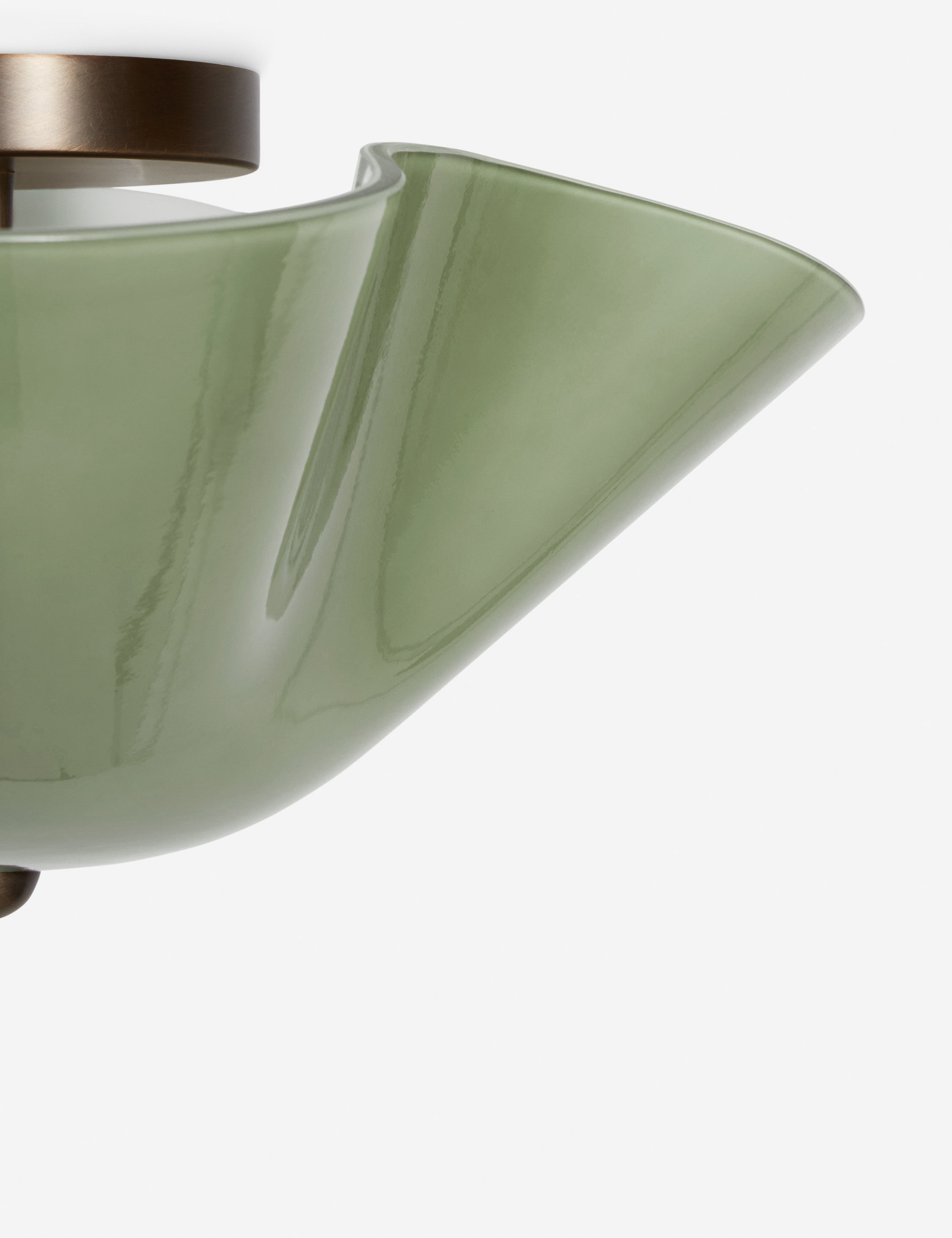 Raven Flush Mount Light | Colored Glass Shade, Brass Accents