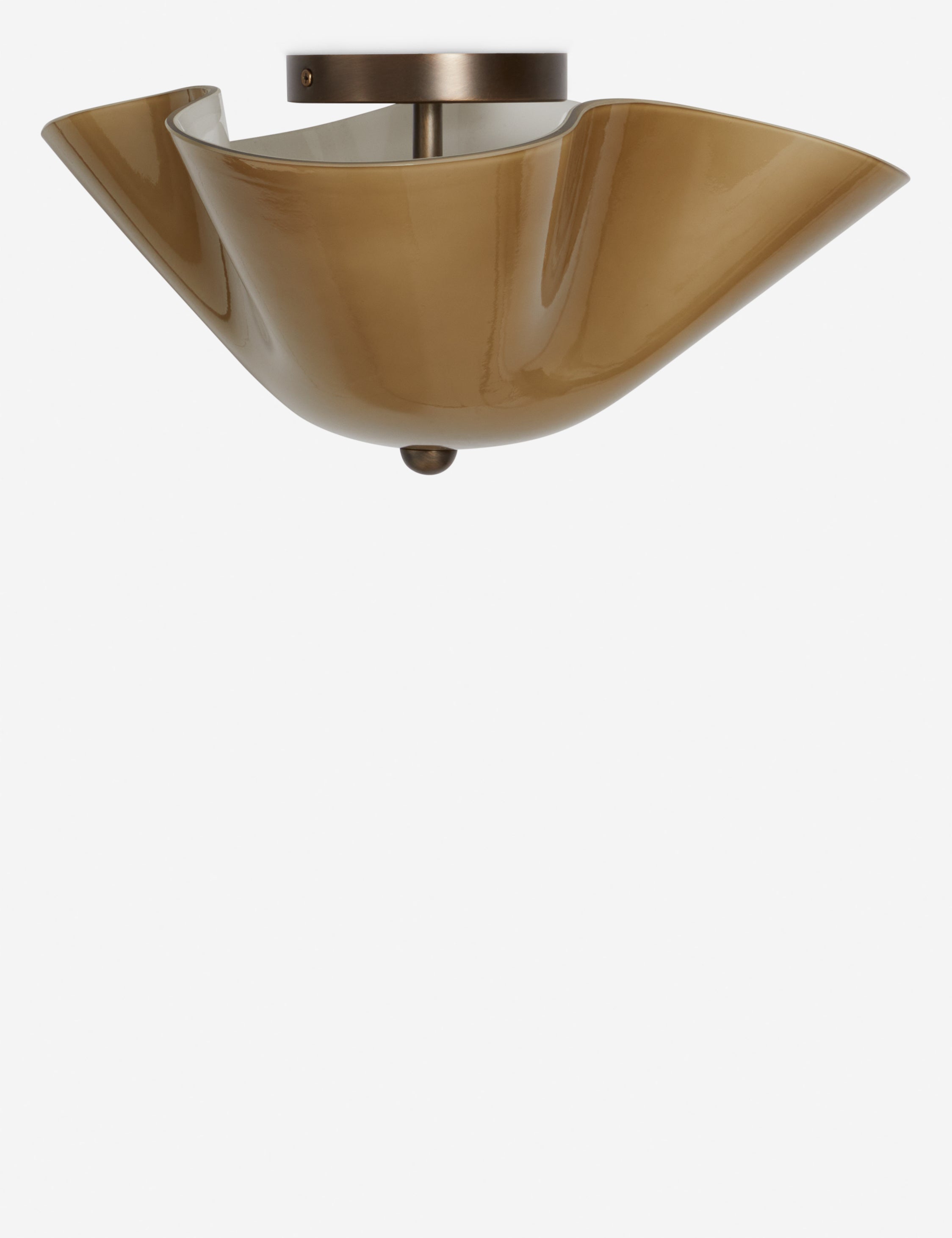Raven Flush Mount Light | Brass Accents, Colored Glass Shade