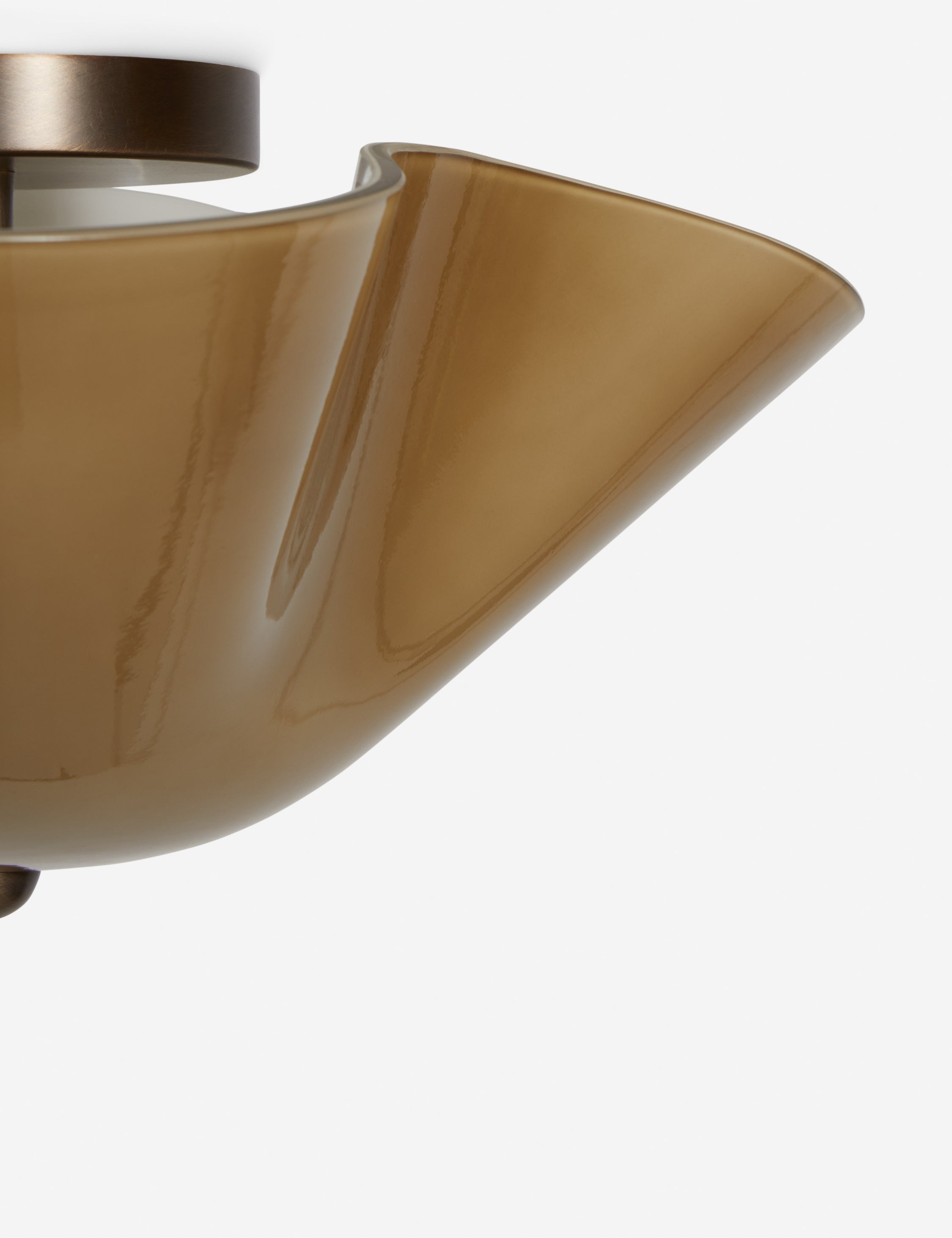 Raven Flush Mount Light | Brass Accents, Colored Glass Shade