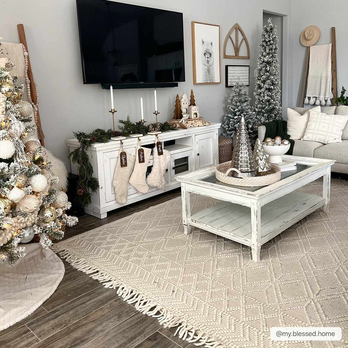 Bela Trellis Wool Rug  Hand-Woven Cotton Blend, Ivory Beige