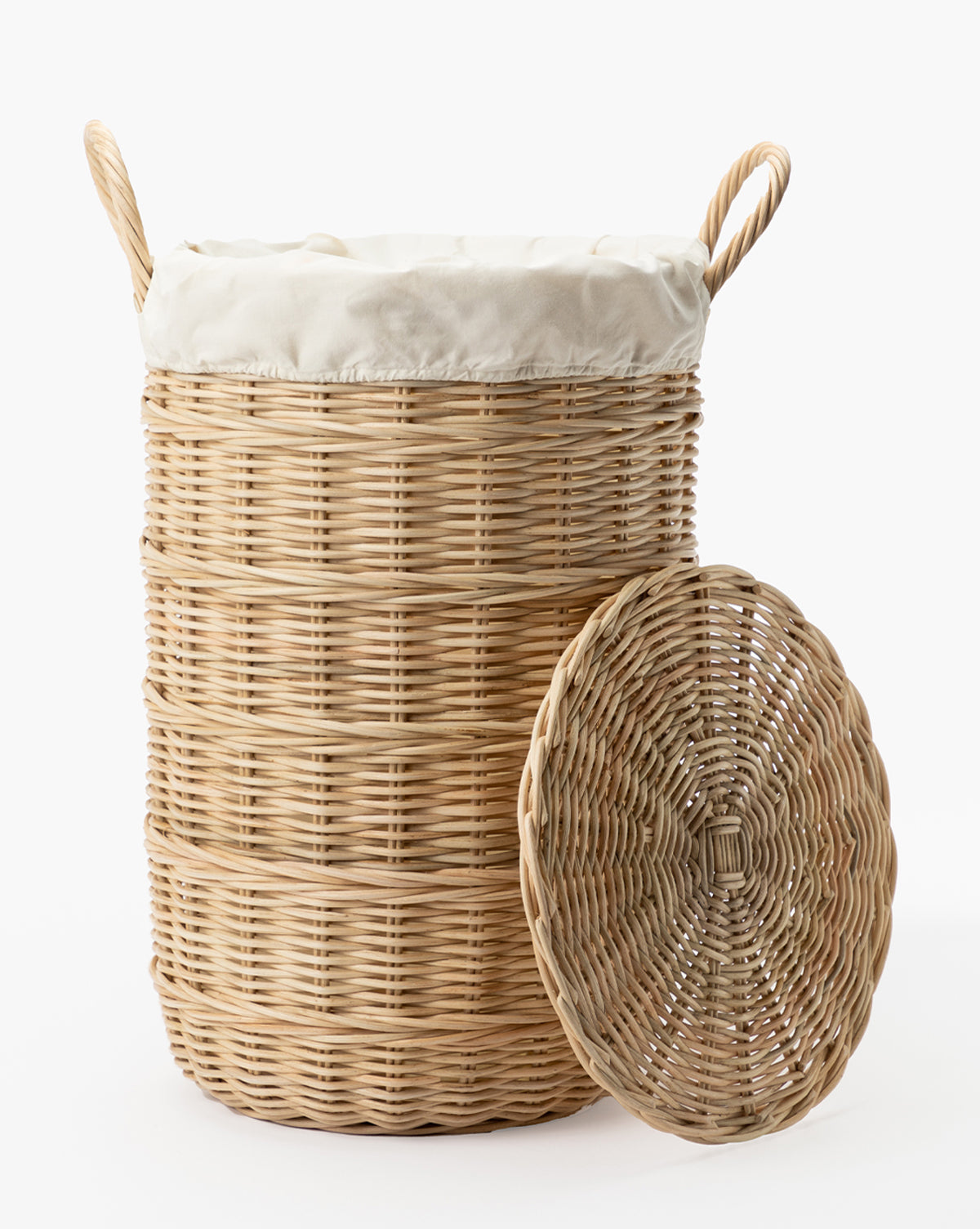 Bela Rattan Laundry Bin  Lidded with Organic Design